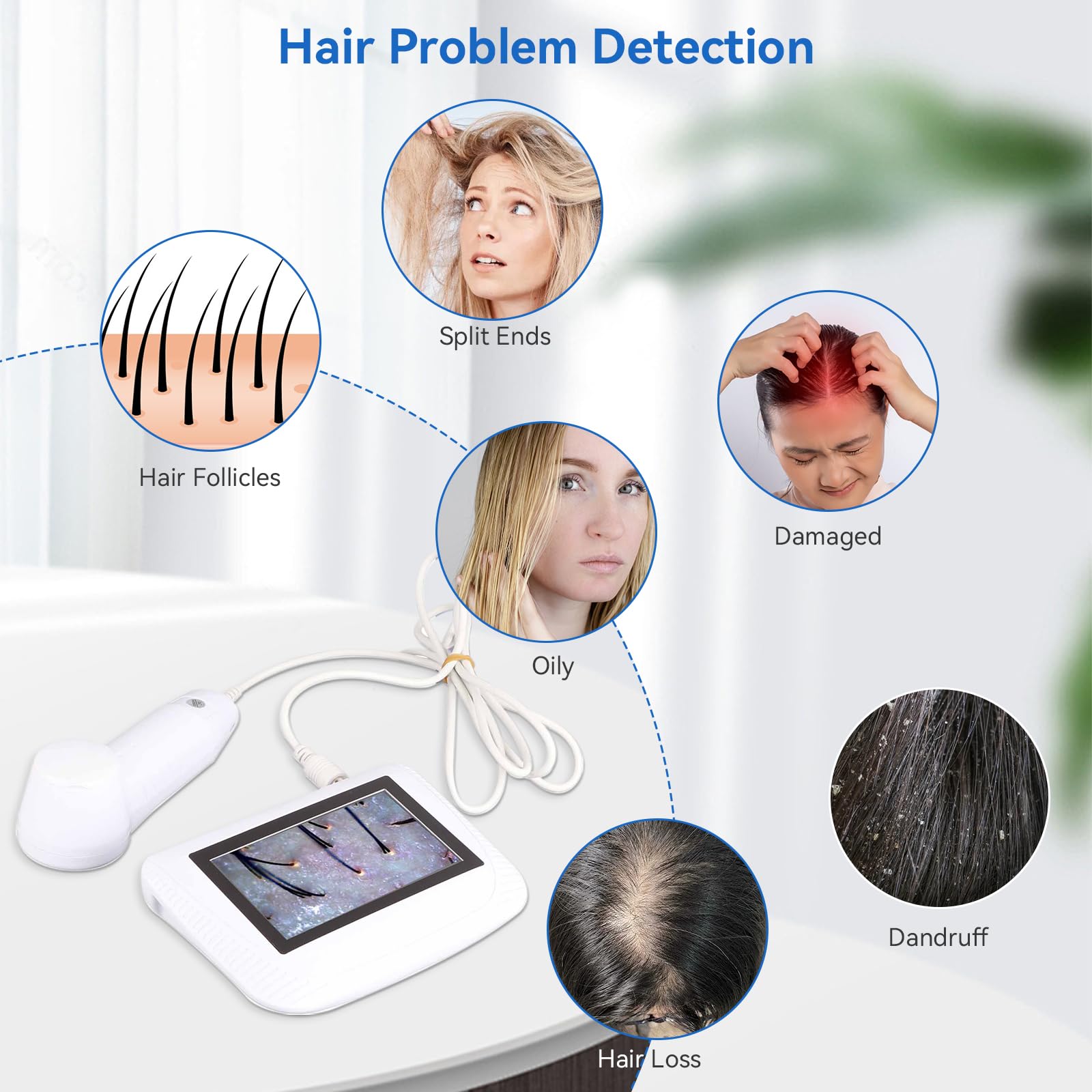 Analizzatore di Capelli per Diagnosi della Pelle, Macchina per l'Analisi della Pelle, Rivelatore di Ingrandimento dell'Olio del Follicolo Pilifero del Cuoio