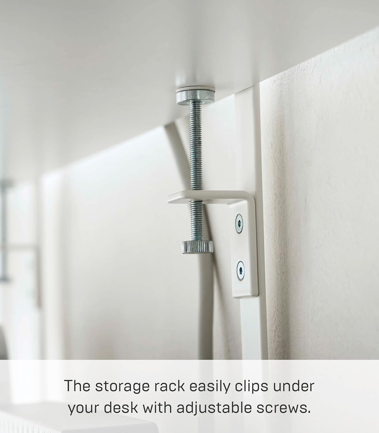 White Metal Under-Desk Cable and Router Storage Rack