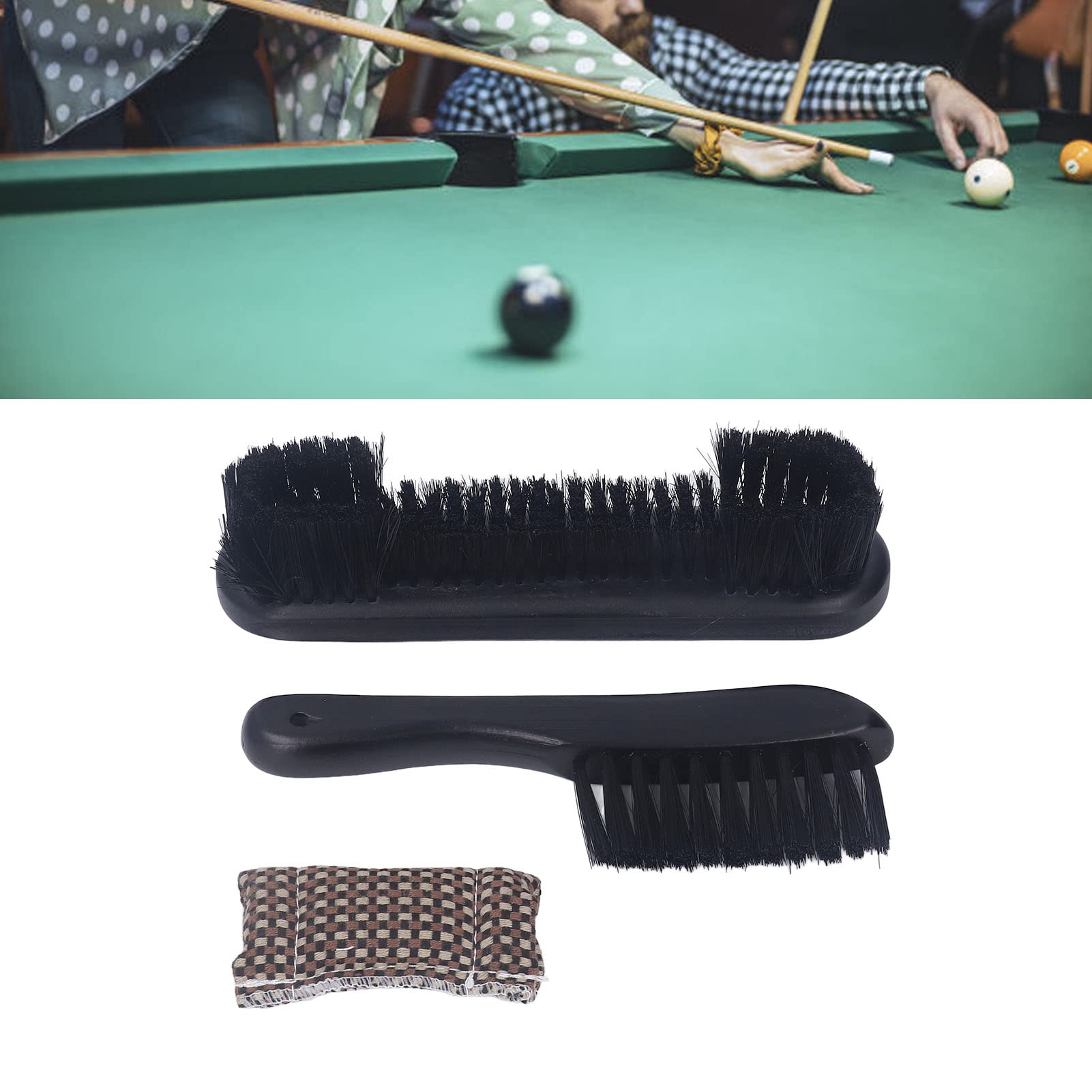 Set Pulizia Biliardo - Spazzola Per Tavolo E Rotaia Con Panno Per Stecca - Foto 7