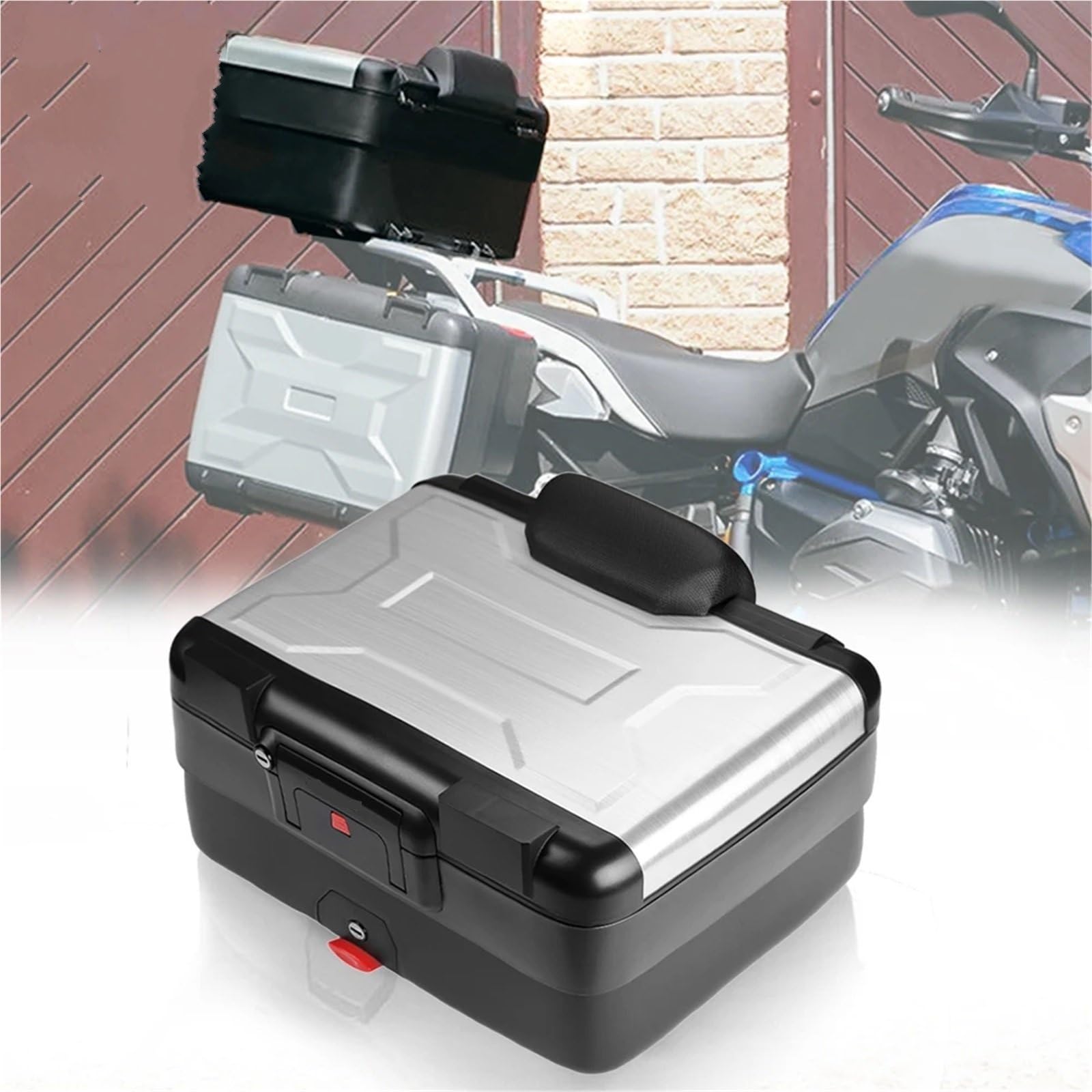 Motorcycle Tail Box Aluminiowy kufer motocyklowy ze stopu aluminium, kufer Vario, do motocykli Honda NC700X, CB500X, CB650F, CB1000R, pasuje do BMW R1200GS, R1250GS motocyklowyTopcase(Silver)