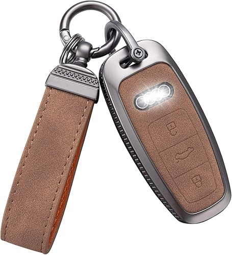 Miniatura 6 de YO&YOYE Compatible con funda para llavero Audi, Model2-marrón