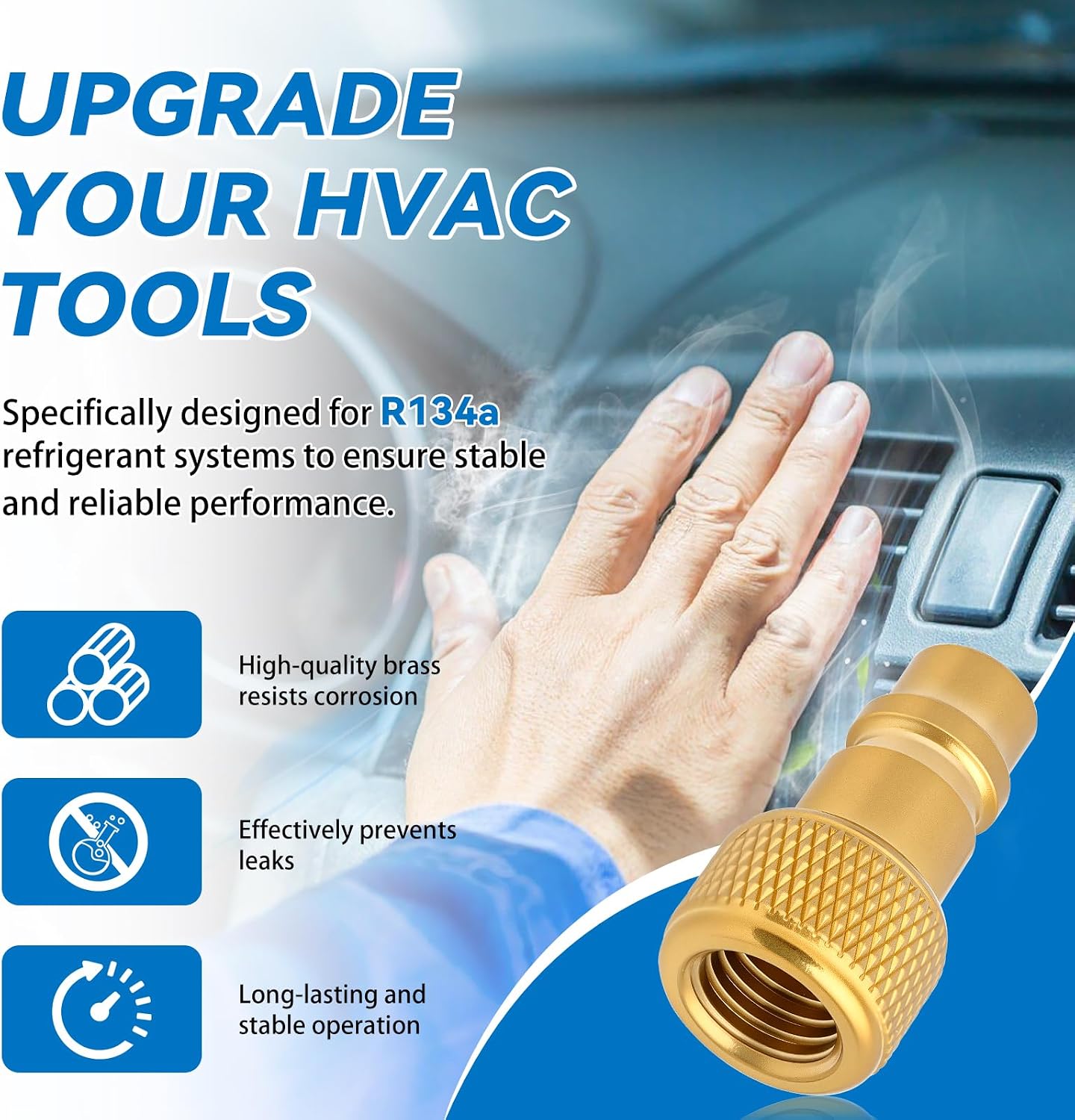 16301 Low Side Tank Adapter, for Refrigerant Hose, A/C Recharging Kit, HVAC, 1/2" ACME Female to R-134A Male Adapter - 2 PCS