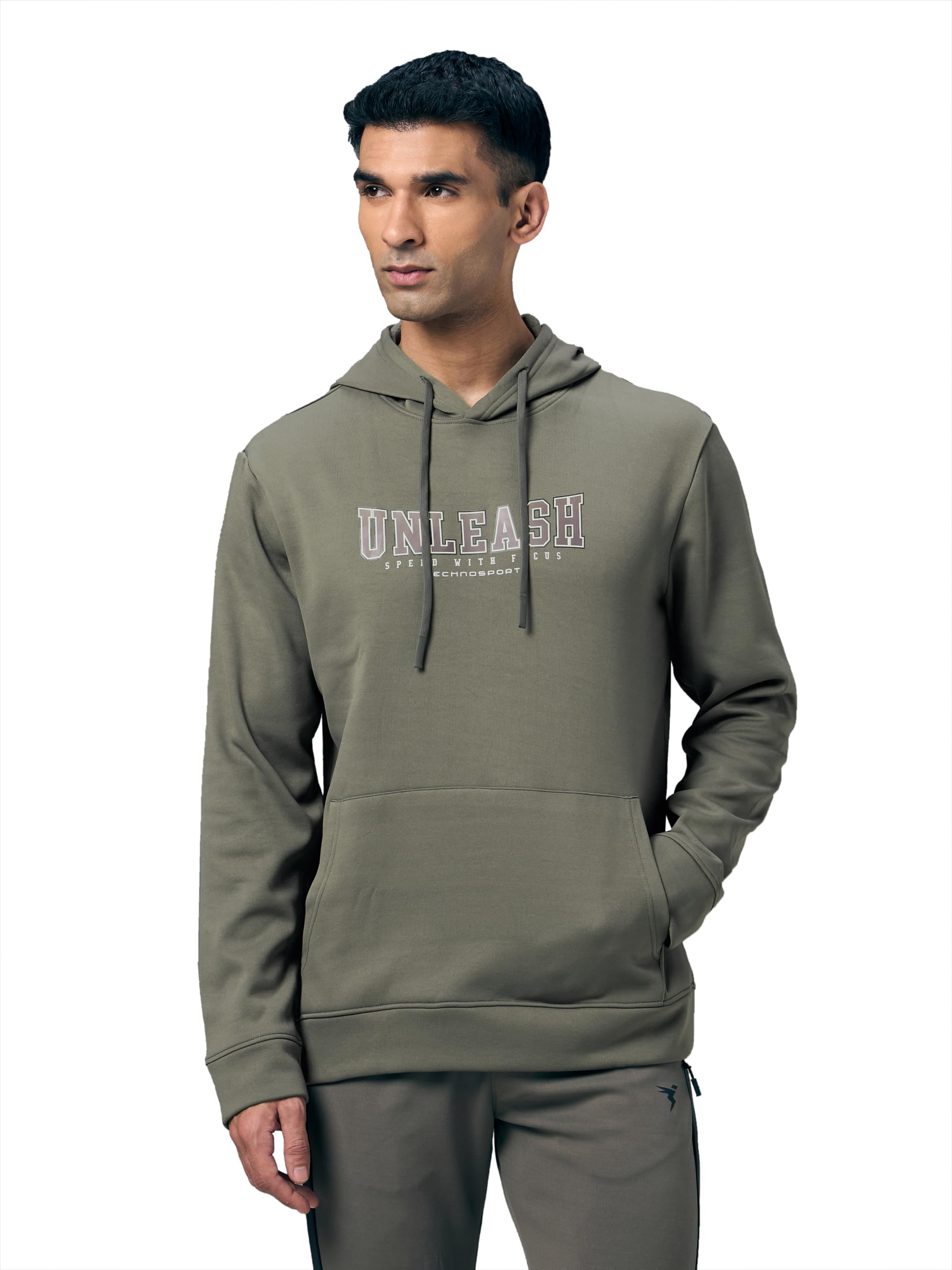 TECHNOSPORT Men's Fleece Graphic Print Hooded Sweatshirt with Technowarm+, UV Protection for Winters and Regular use-picture-10
