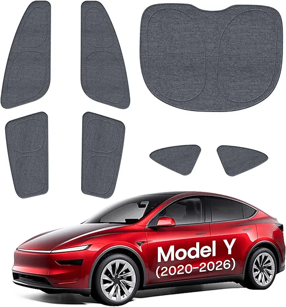 SUMK Universal Side Window Sunshade for Tesla Model Y Juniper Accessories [100% Sun Shading] for Tesla Model Y Accessories 2020-2026 Perfect for Camping and in-car Rest - 7Pcs