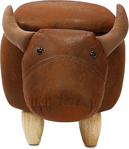 Miniatura 5 de CRITTER SITTERS Otomana con altura del asiento de 15 pulgadas con forma de vaca marrón para almacenamiento, muebles para guardería, dormitorio, sala