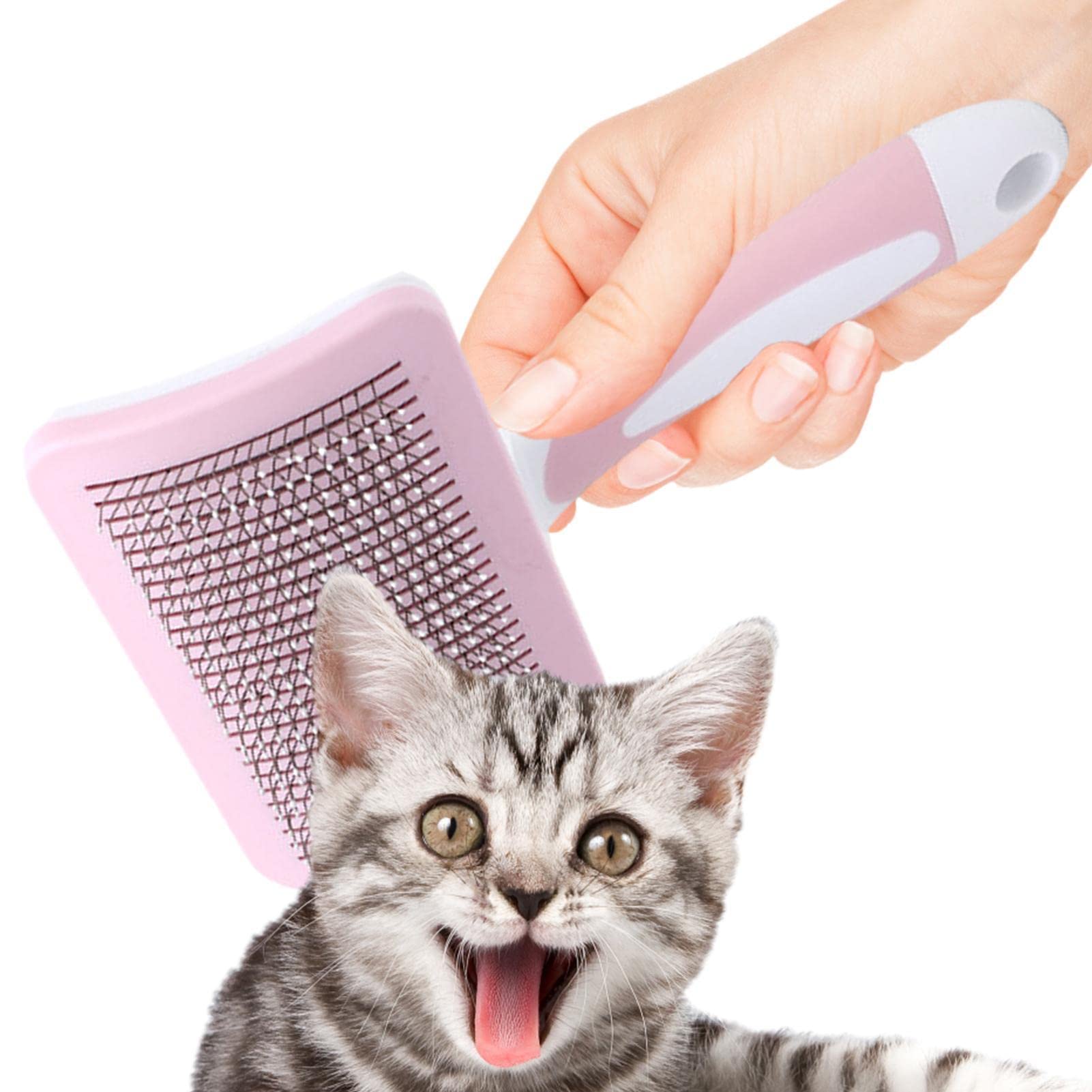 Cepillo autolimpiador para limpieza | Cepillo para peluqueria de perros, gatos, conejitos | Masajeador de herramientas para mascotas de capa base suelta fácil de quitar (Color : Mandarina canela media
