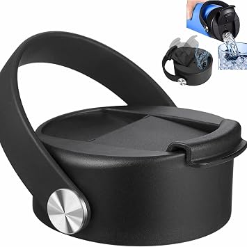 Hydro Flask Lid Lid 12 16 18 20 32 40oz Wide Mouth Hydro Flask Cap Replacement Flip Lid for HydroFlask Wide Mouth Water Bottle Top Accessories, Black