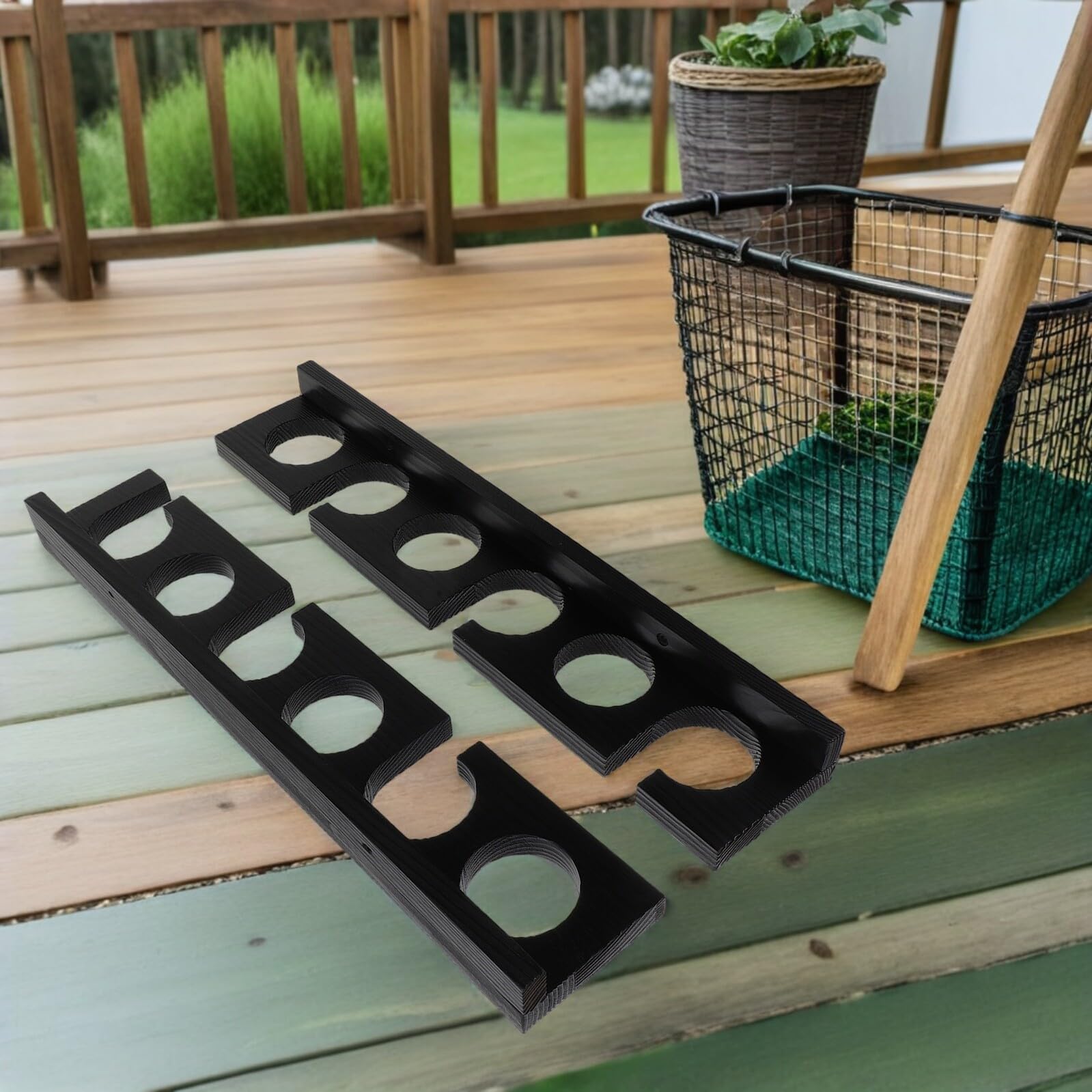 ifundom 2 Pezzi Supporto da Parete in Legno per Canne da Pesca Organizer Orizzontale con Slot Porta Canne Salvaspazio e Resistente per Conservazione e Esposizione Robusta