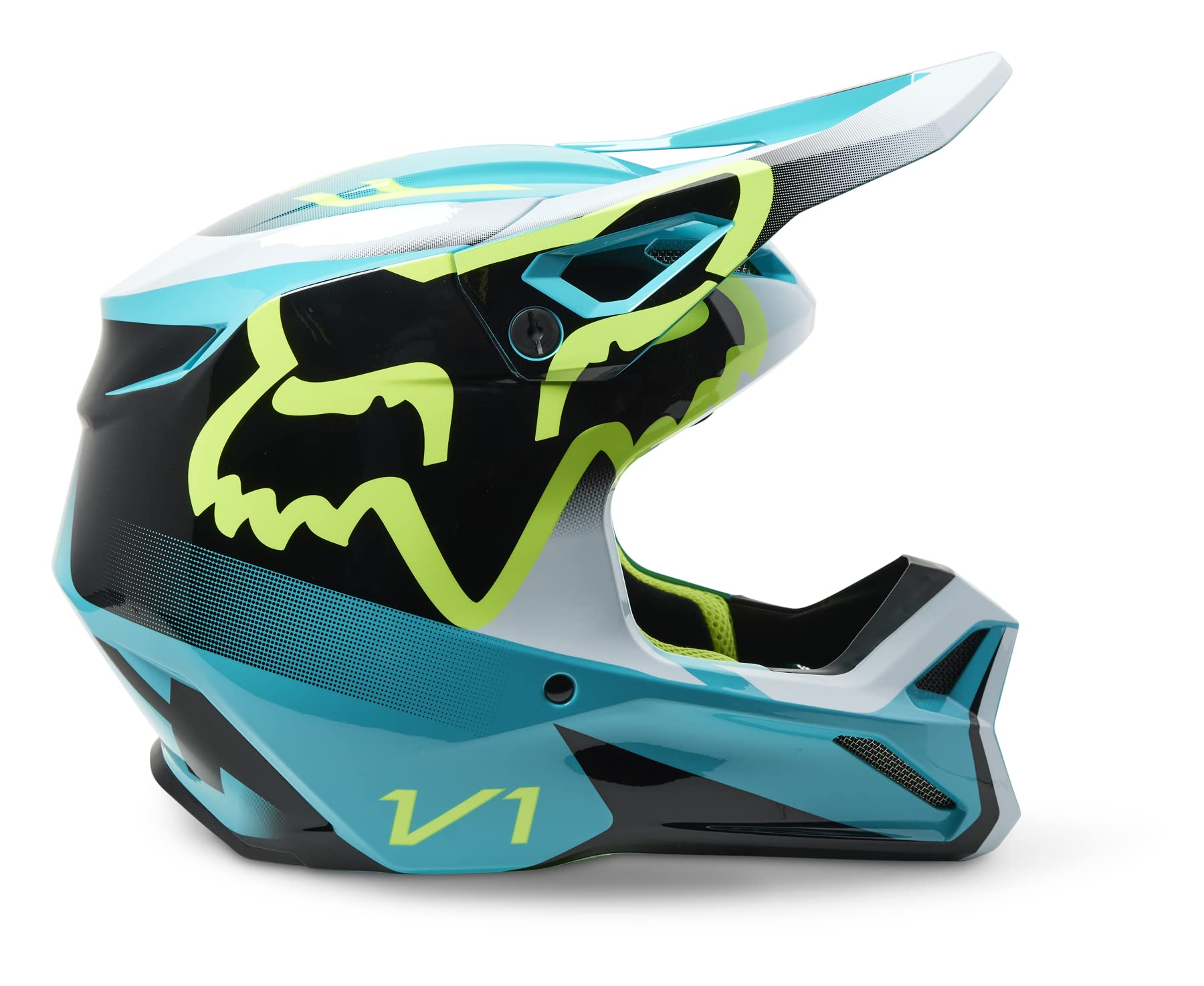 パーツ fox Fox V1 Leed Motocross Off-Road Helmet - Teal 2XL : Amazon.co.uk