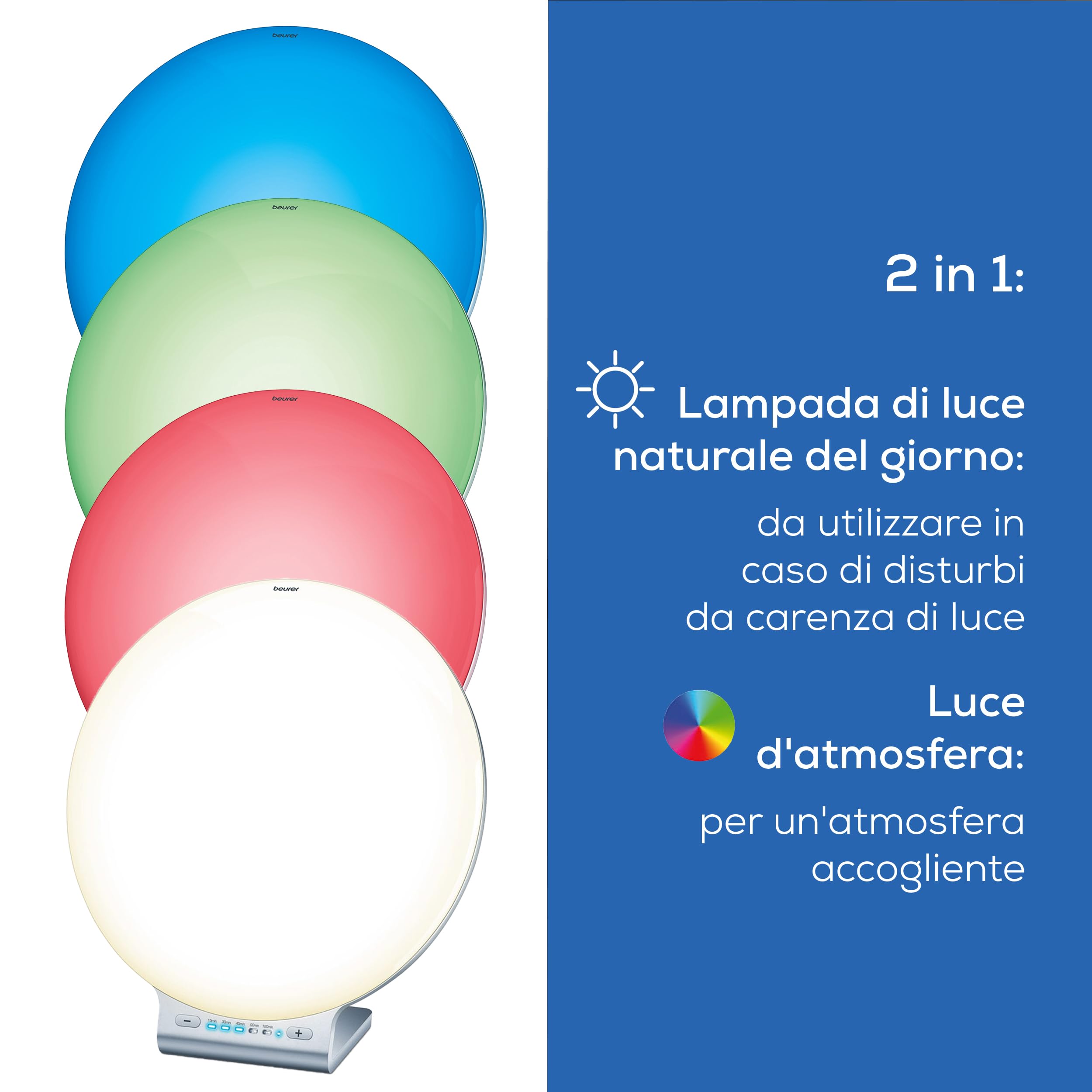 Beurer TL 100 Lampada SAD che simula la Luce Naturale del Giorno con doppia funzione luce da ambiente e connettibile con l'app Beurer LightUp