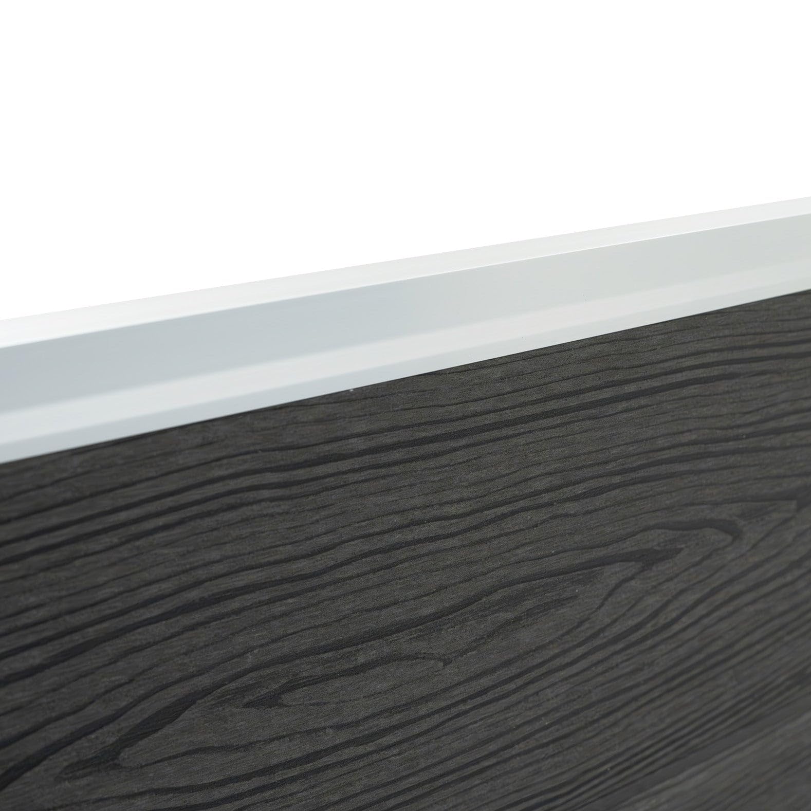 Pannelli Recinzione x2 + 3 Pali LED in Alluminio Grigio Doppia Finitura Effetto Legno PVC 185x180cm Recinto da Giardino Patio Privacy Esterno Solare