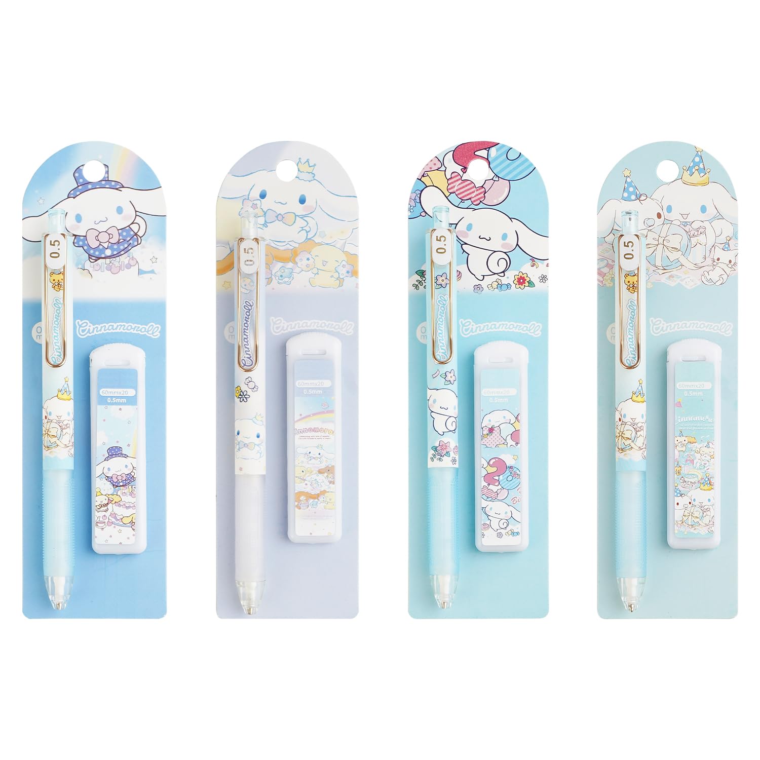 Photo 1 of Cartoon Kitty Mechanical Pencils 4 pcs Black 0.5mm with 1 Lead Refill Set Pencils School Supplies for Drawing & Writing-?set 06? White