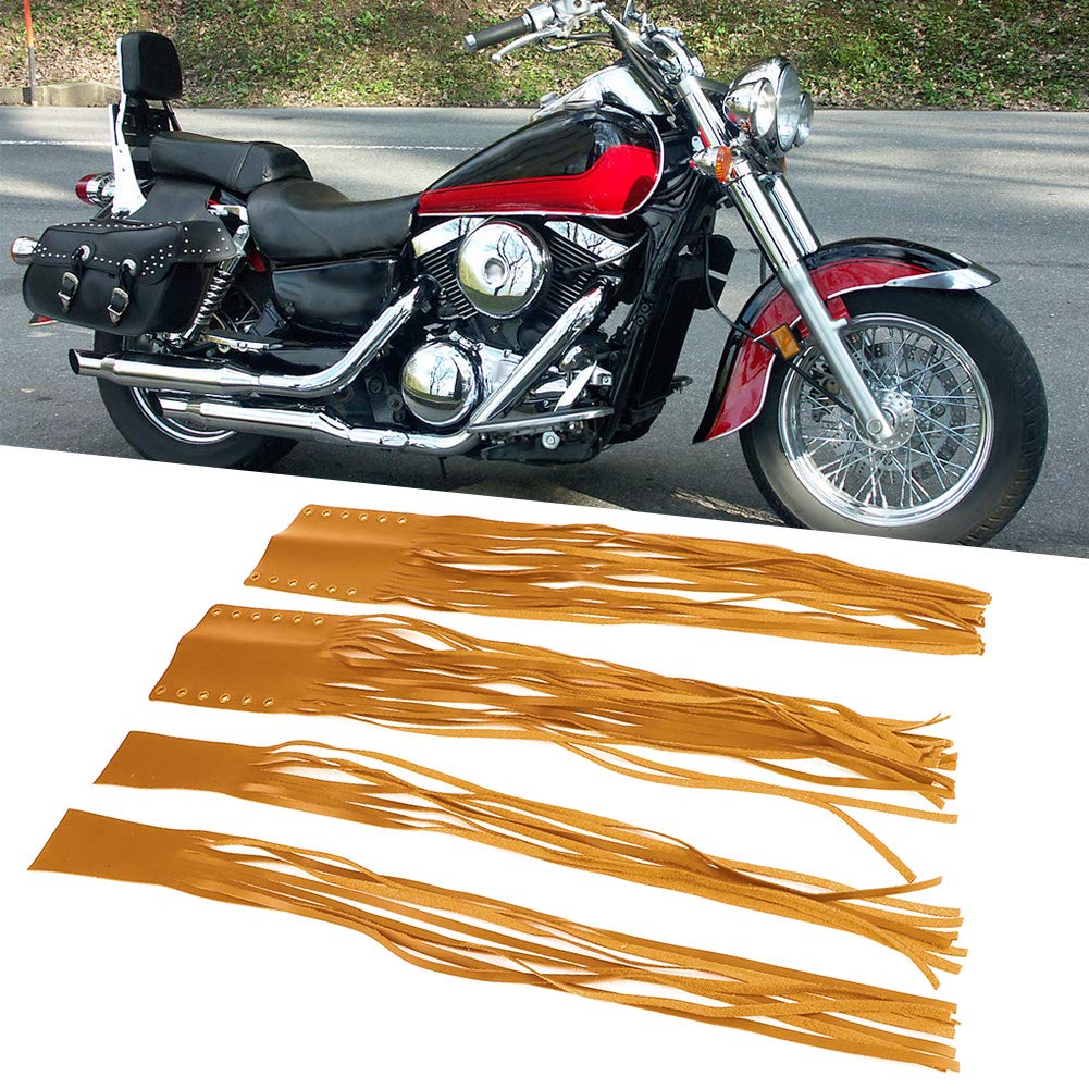 Frangia con nappe per leva moto, Decorazione con frange e nappe per leva moto, Impugnature universali Copertura avvolgente con frange e nappe Streamer per leva frizione freno moto (Cachi)