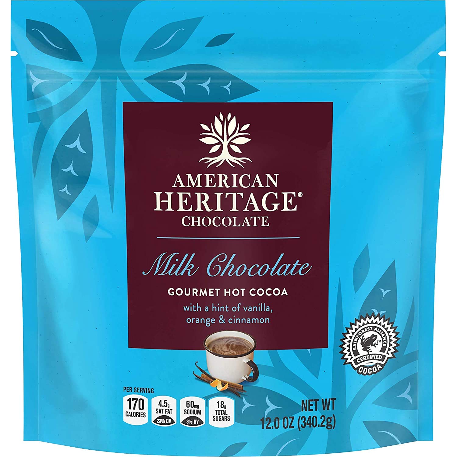 American Heritage Chocolate - 12 Oz - Artisanal Gourmet Hot Cocoa with a Hint of Vanilla, Orange, and Cinnamon