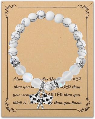 BNQL Racing Flags Bracelet - Car Racer Gifts, Race Day Charm Bracelet