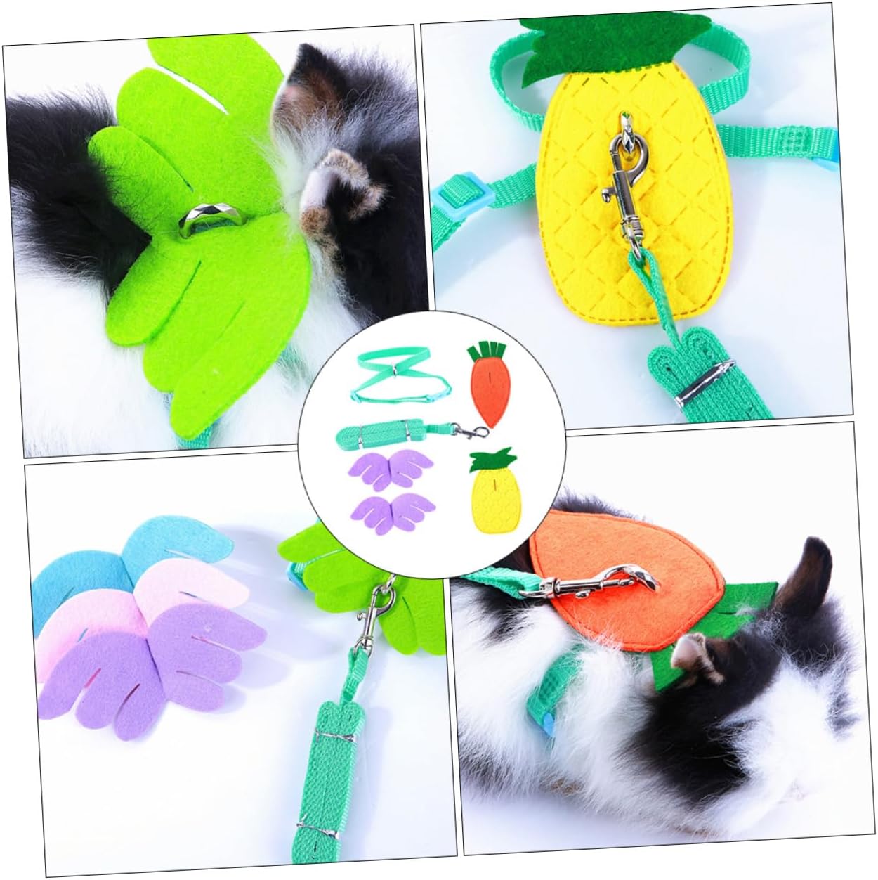 Small Animal Harness Leash Set Replaceable Chest Strap, 5pcs Squirrel and Rabbit Walking Rope Decorative Accessories, Adjustable Pet Traction Rope for Guinea Pigs and Chinchillas