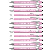 Vista 10 de Kingluu 12 Piezas Bolígrafos Personalizados con Stylus, Escritura Suave, Bolígrafos Personalizados de Tinta Negra con Tu Nombre Logo Mensaje Texto