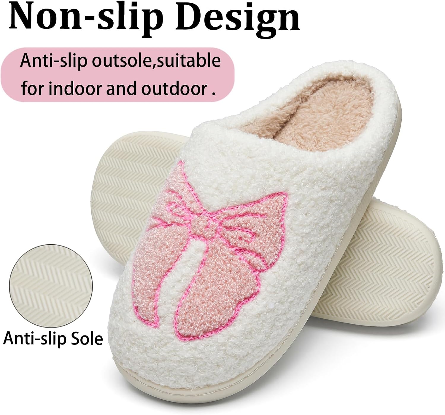Cute Fuzzy House Slippers for Women Men Non-Slip Memory Foam Shoes image 4