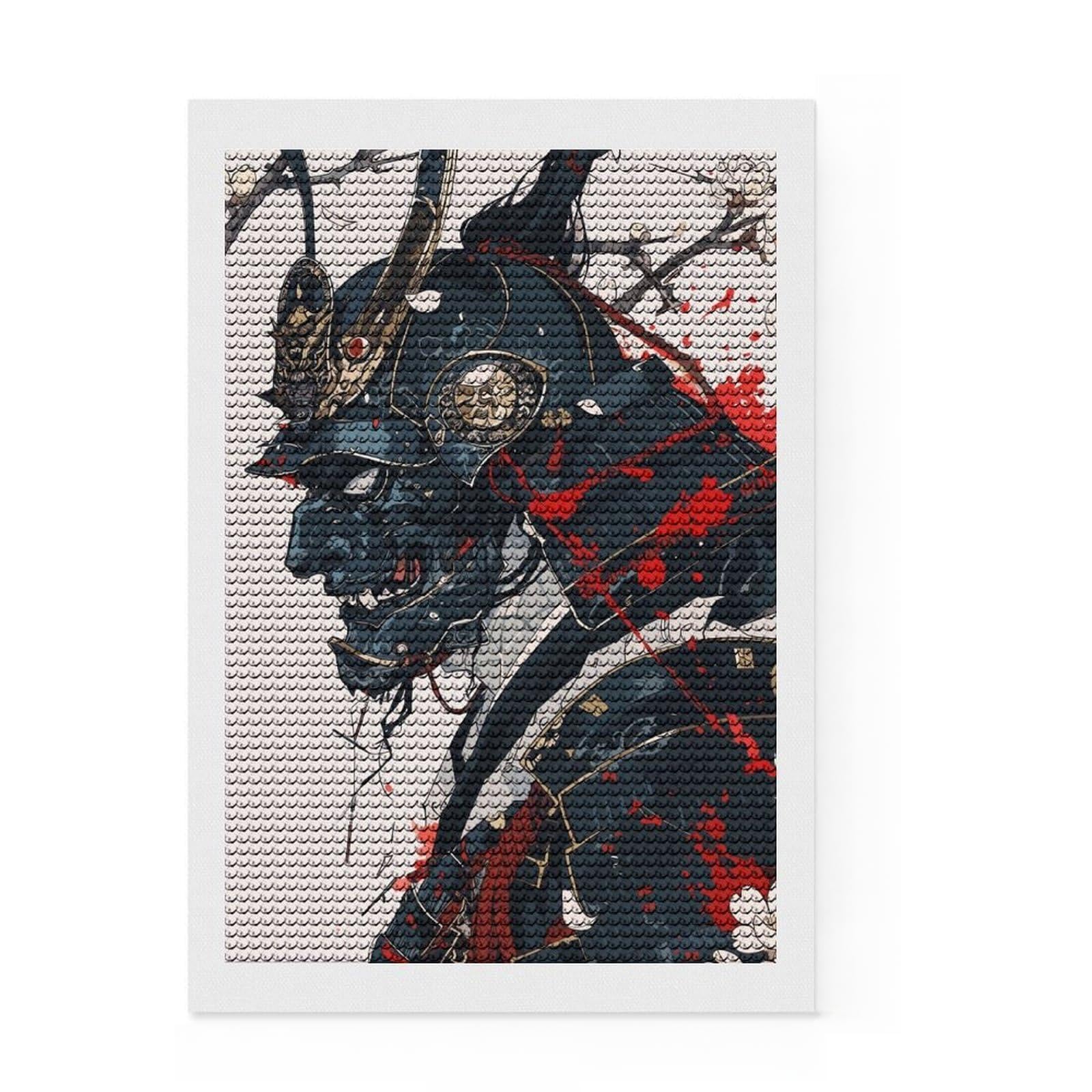 Junmoney Japan Legend Diamond Art Canvas 8"x12", Good for Quiet Evenings, Mindful Craft Activity, Office Decor, Gift Idea, with Tool Kit