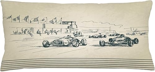 Ambesonne Funda de cojín vintage para coche, estilo nostálgico de garabato, rectangular, decorativa, 36 x 16 pulgadas, beige verde bosque