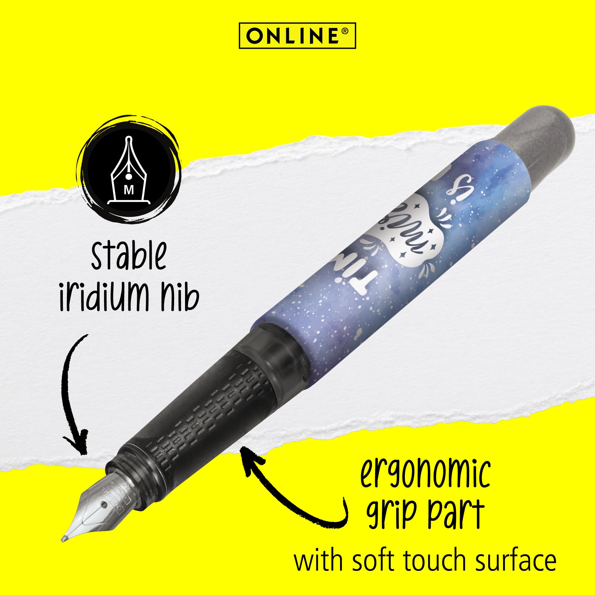 Online Fountain Pen College Miracles, Ink Fountain Pen for Right-handers, Ergonomic Grip, Iridium Nib Medium - Image 2