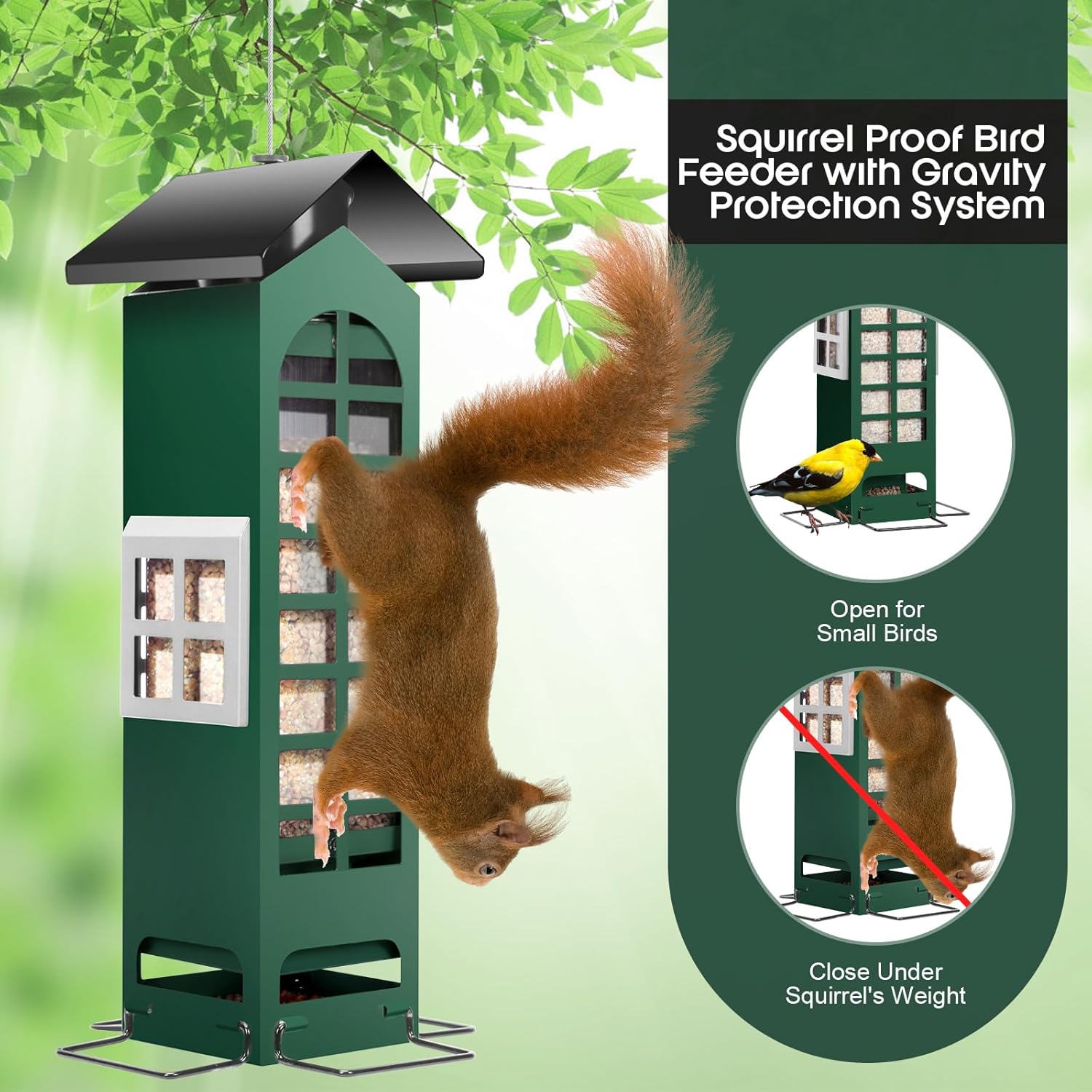 Bird Feeder Squirrel Proof Gravity Protection- Blue Jay Metal Bird Seed Feeders for Outdoor Hanging - Mesh Cardinal Finch Wild Bird Feeders Birdhouse,2.5LB Capacity for Thistle and Mixed Seed