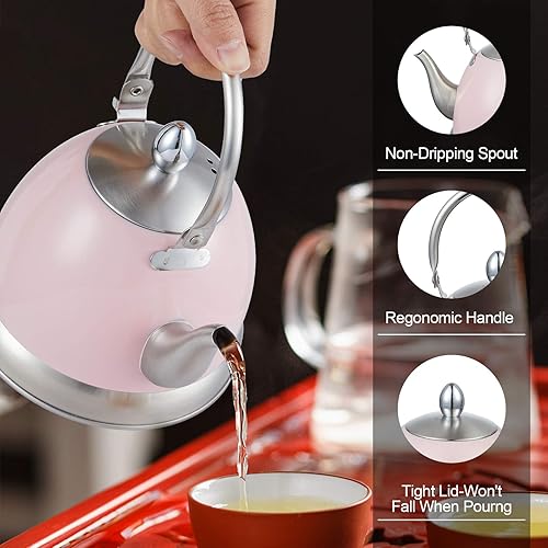 Miniatura 9 de Creative Home - Tetera de acero inoxidable de 1.0 cuartos de galón con mango plegable, cesta infusora extraíble para bolsa de té, hojas de té