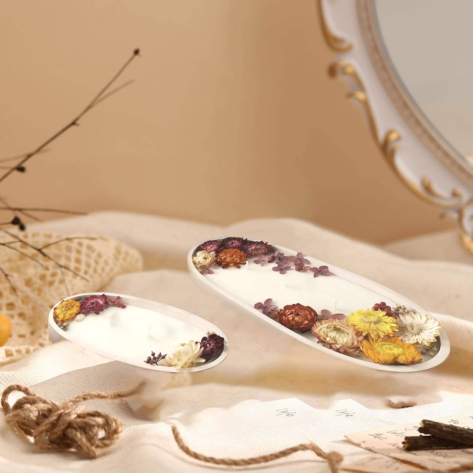 Moule Jesmonite Amazon Moules Silicone Résine Plateau Ovale - Kit DIY 7 Pièces - Pour Résine époxy, Jesmonite - Fait Main Accessoire Création Manuelle