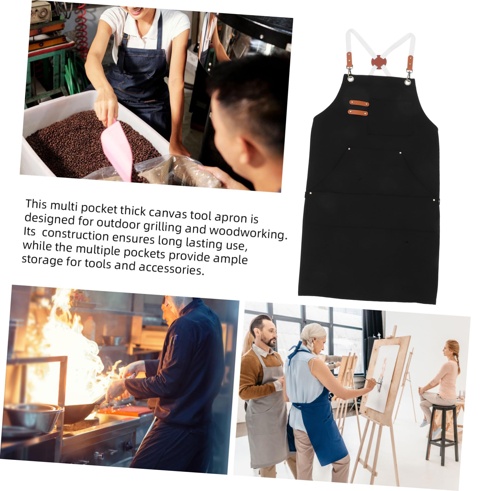 VALICLUD Grembiule da Lavoro Uomo in Tela Spessa con Tasche, Design a Vita, Copertura e Vestibilità Comoda per Barbecue e Attività All'aperto