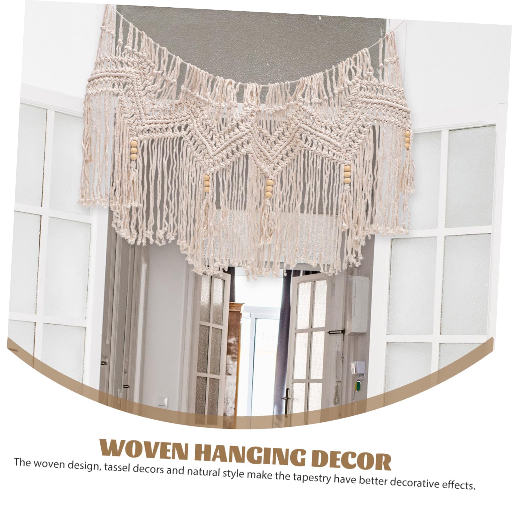 TOPBATHY Boho Makramee Wandbehang aus Baumwolle Handgefertigt mit Quasten für Haustür und Veranda Natürliche Wanddeko