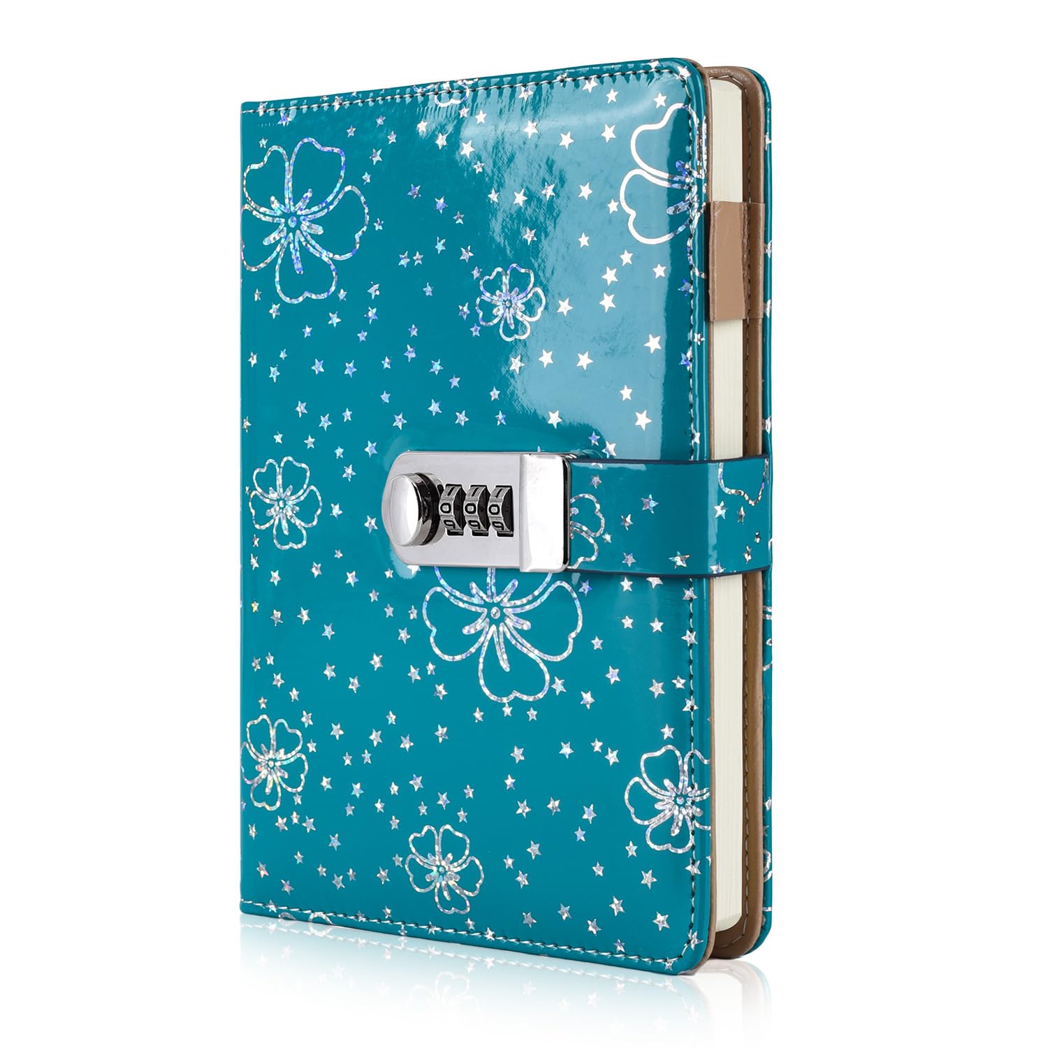 ARRLSDB PU Leather Journal with Lock, A5 Size Diary with Combination Lock Password Notebook Locking Student Diary Notepad (Green)