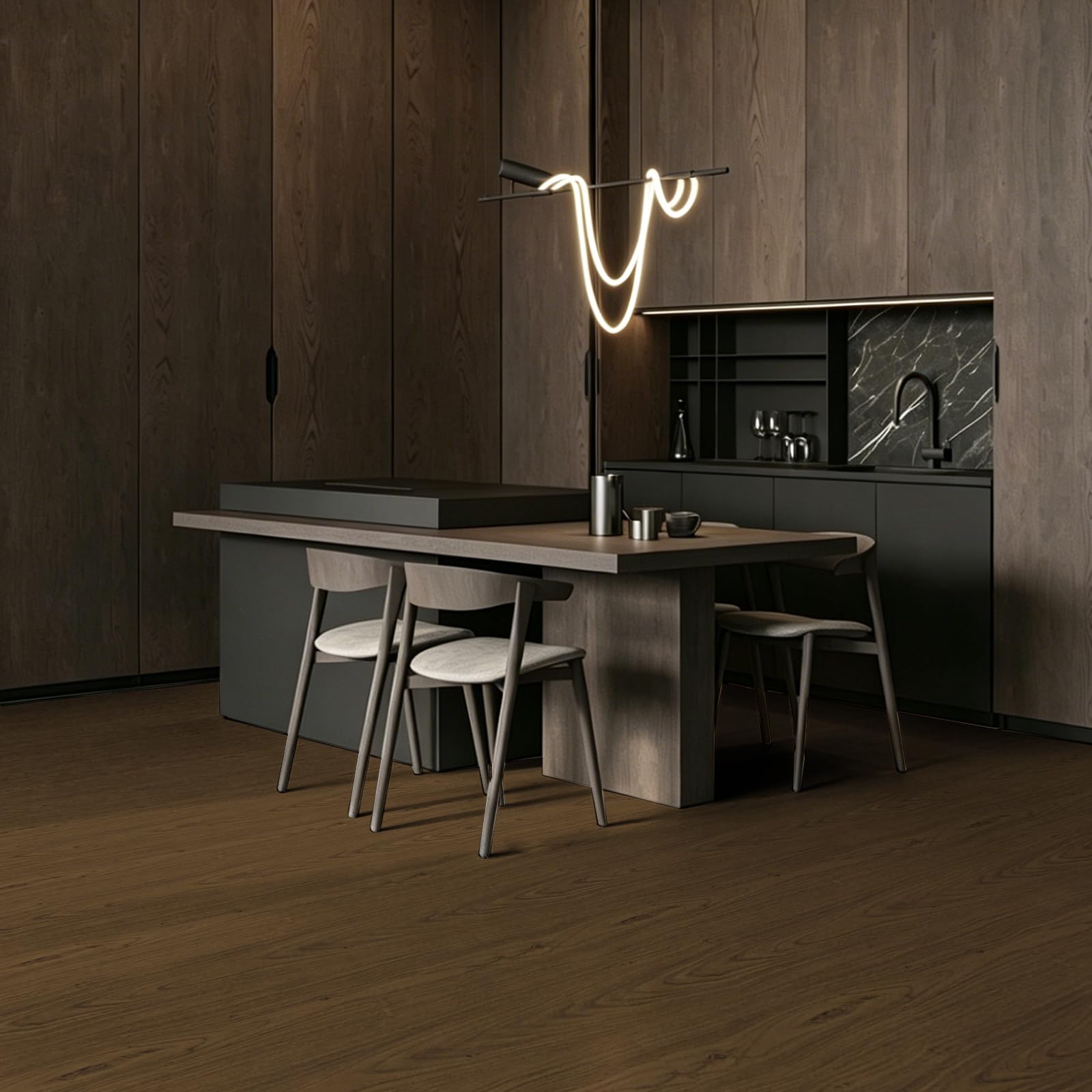 Vinylboden Selbstklebend, PVC Bodenbelag Selbstklebend, Vinyl Holzoptik Bodenaufkleber, Wasserdicht Verschleißfest Meterware für Küche Wohnzimmer Badezimmer Braun 30X300cm