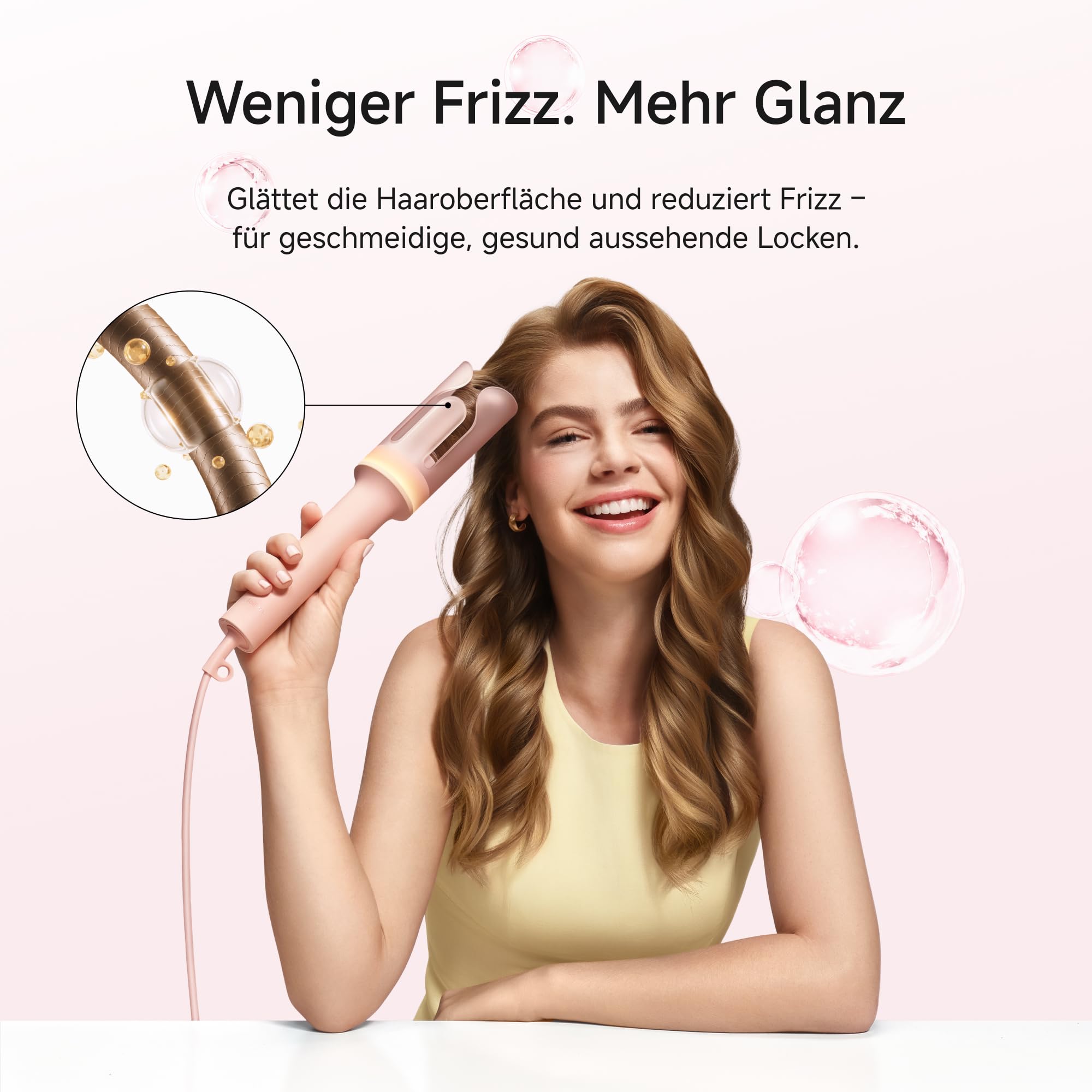 Laifen AutoCurl Lockenstab, Automatischer Lockenstyler, 32 mm, Rosa | Automatische Haarerkennung, Anti-Verheddern, Innen- & Außenlocken, 2 Modi, 200M Ionen, 3 Temperaturen, Auto-Off, Dual Voltage