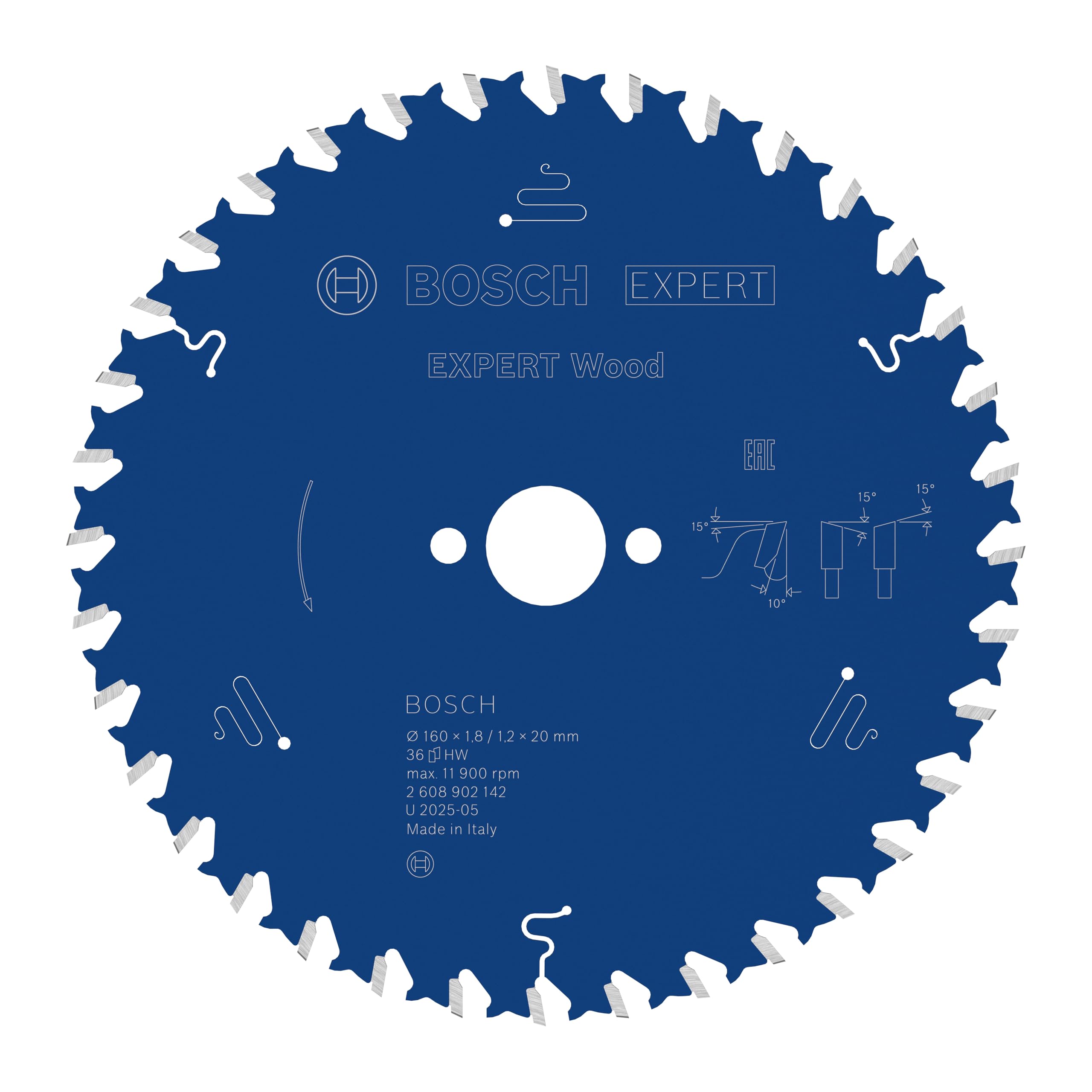 Bosch 1x Lama per sega circolare EXPERT per legno cablata (per Legno tenero, Legno duro, Ø mm, Professional Accessorio Seghe circolari a filo portatili)