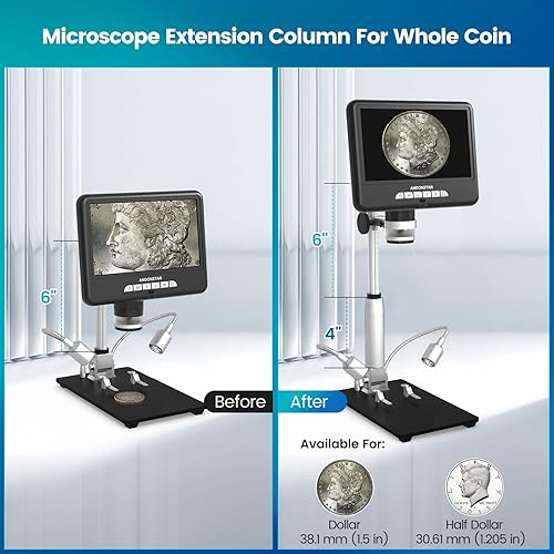 Miniatura 4 de Andonstar Microscopio digital HDMI AD207S con pantalla LCD de 7 pulgadas, microscopio de soldadura, microscopio de moneda para monedas de error, kit