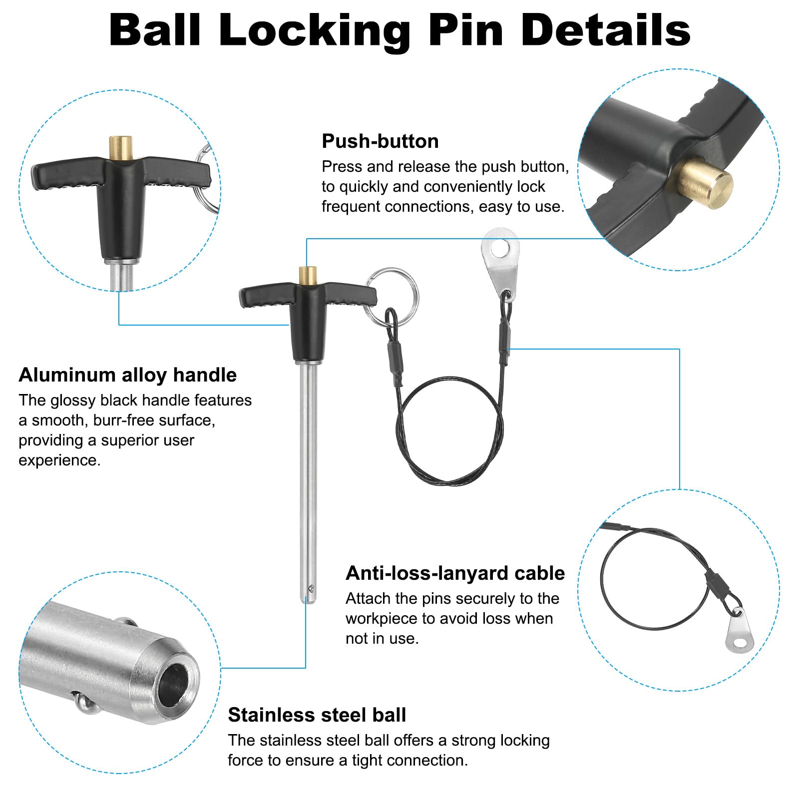 PATIKIL T Handle Lock Pins 1/4 x 3.15" (6 x 80mm) - Image 3