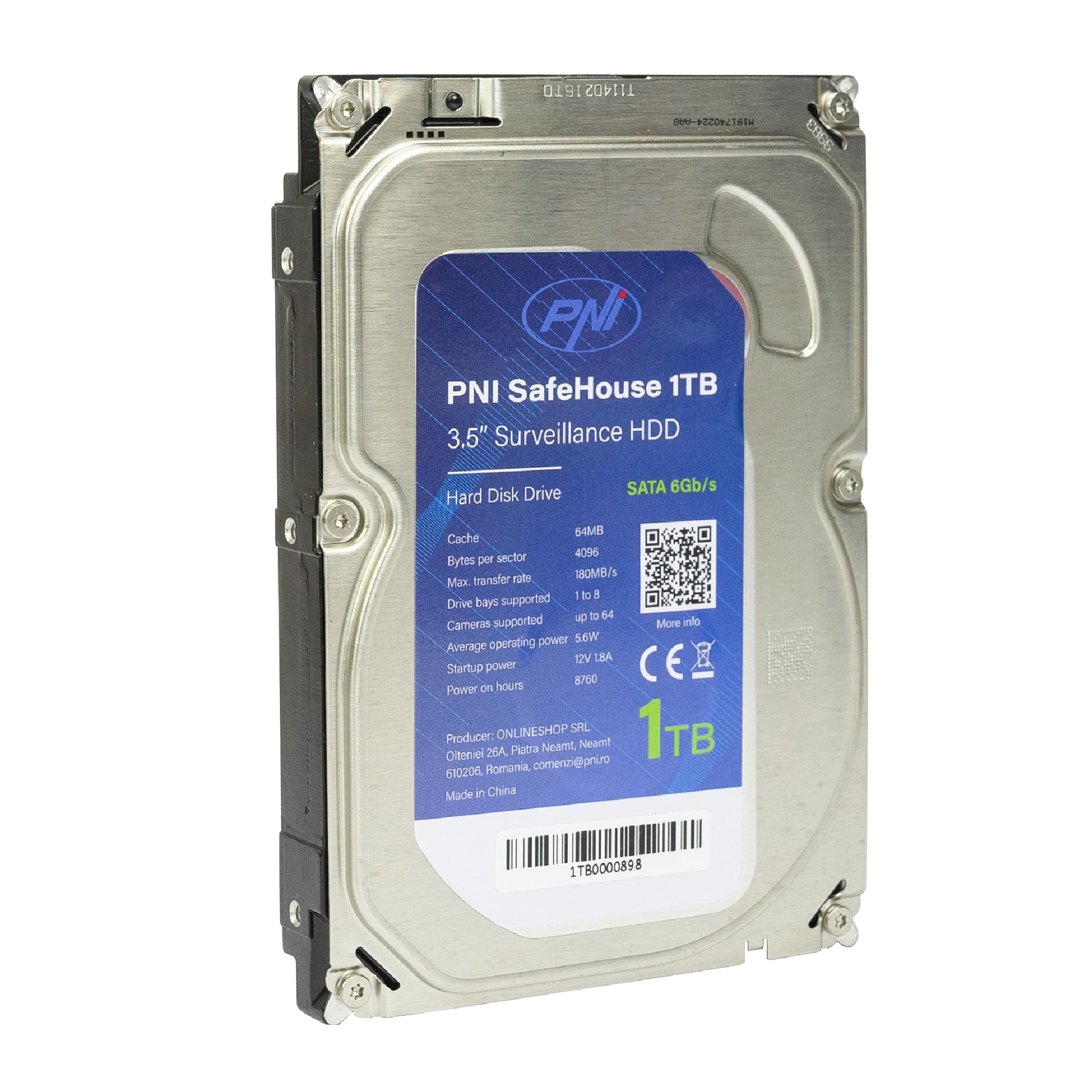 PNI Hard Disk interno SafeHouse 1TB, 3.5" HDD, CCTV, 64MB, per sistemi di sorveglianza