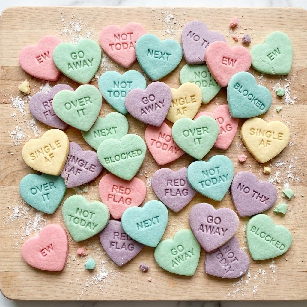 BAKERLOGY Emporte-pièces cœurs message anti-Saint-Valentin – Lot de 10 designs humoristiques pour célibataires