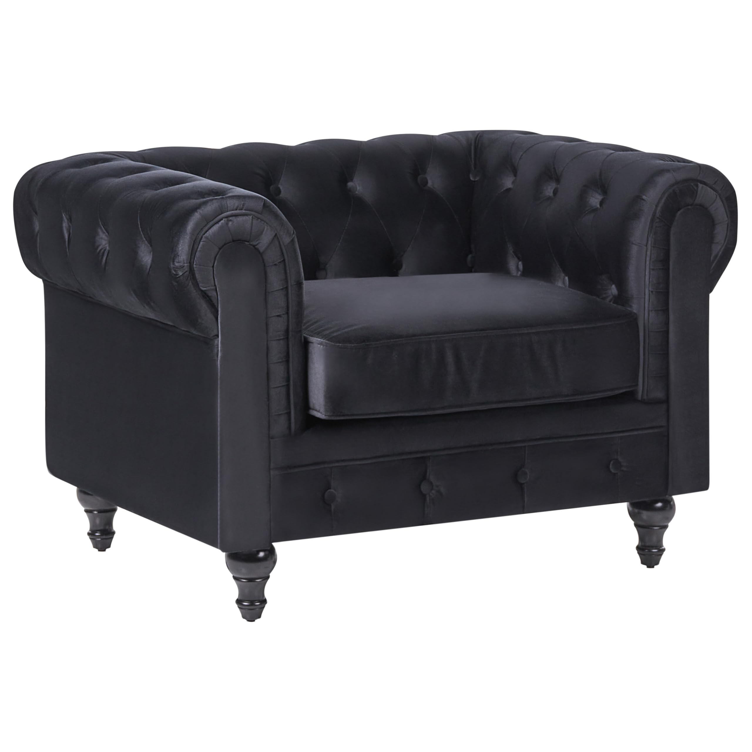 Wohnzimmer Set Sofa Sessel Samtstoff englischer Stil schwarz Chesterfield