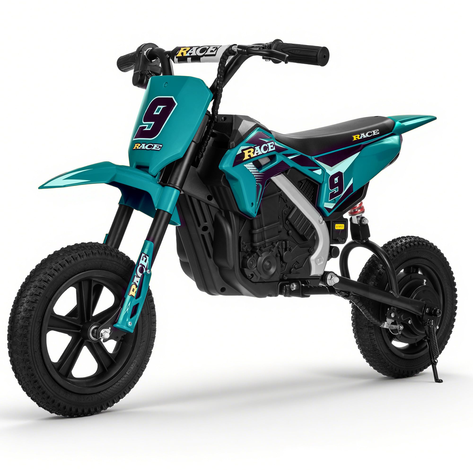 24V Electric Dirt Bike for Kids - Up to 11 MPH & 10 Miles Long-Range, Twist-Grip Throttle, 12" Knobby Tires, Spring Suspension, Music, 250W Electric Motorcycle for Kids 6-12 (Dark Green)