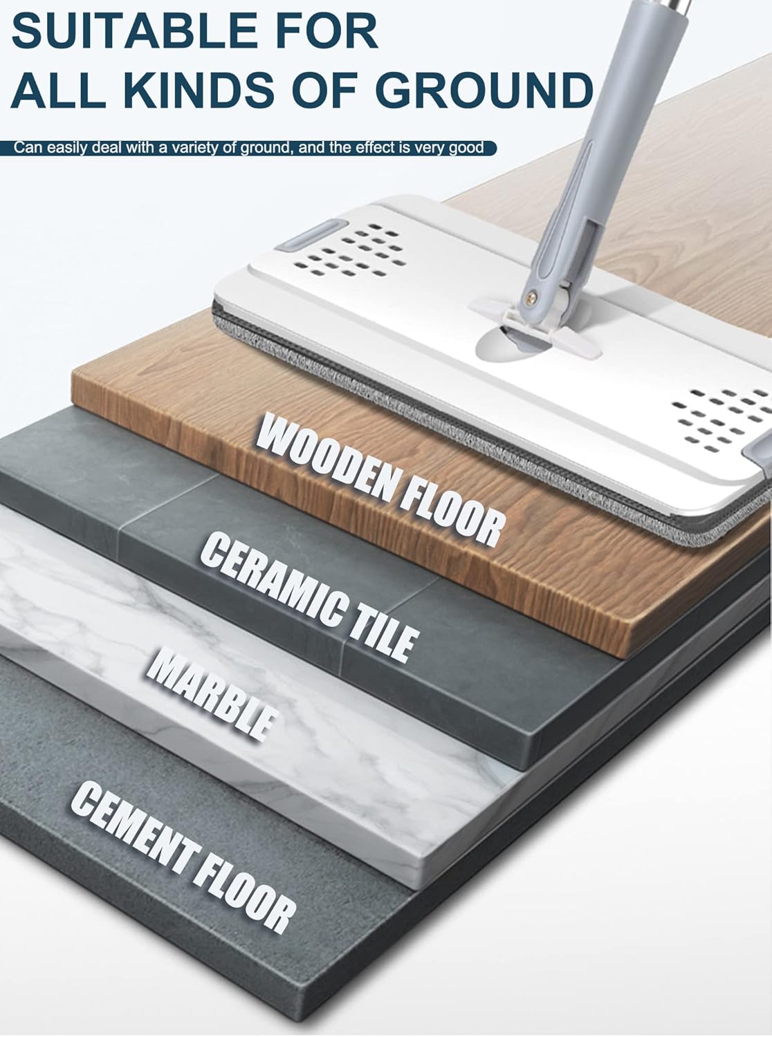 Spin Mop and Bucket with Wringer Set, Mops for Floor Cleaning, Cleaning Supplies Organizer Wet & Dry Use, 4 Washable & Refill Microfiber Pads, Suitable for All Floor&Wall&Windows (White) : Health & Household