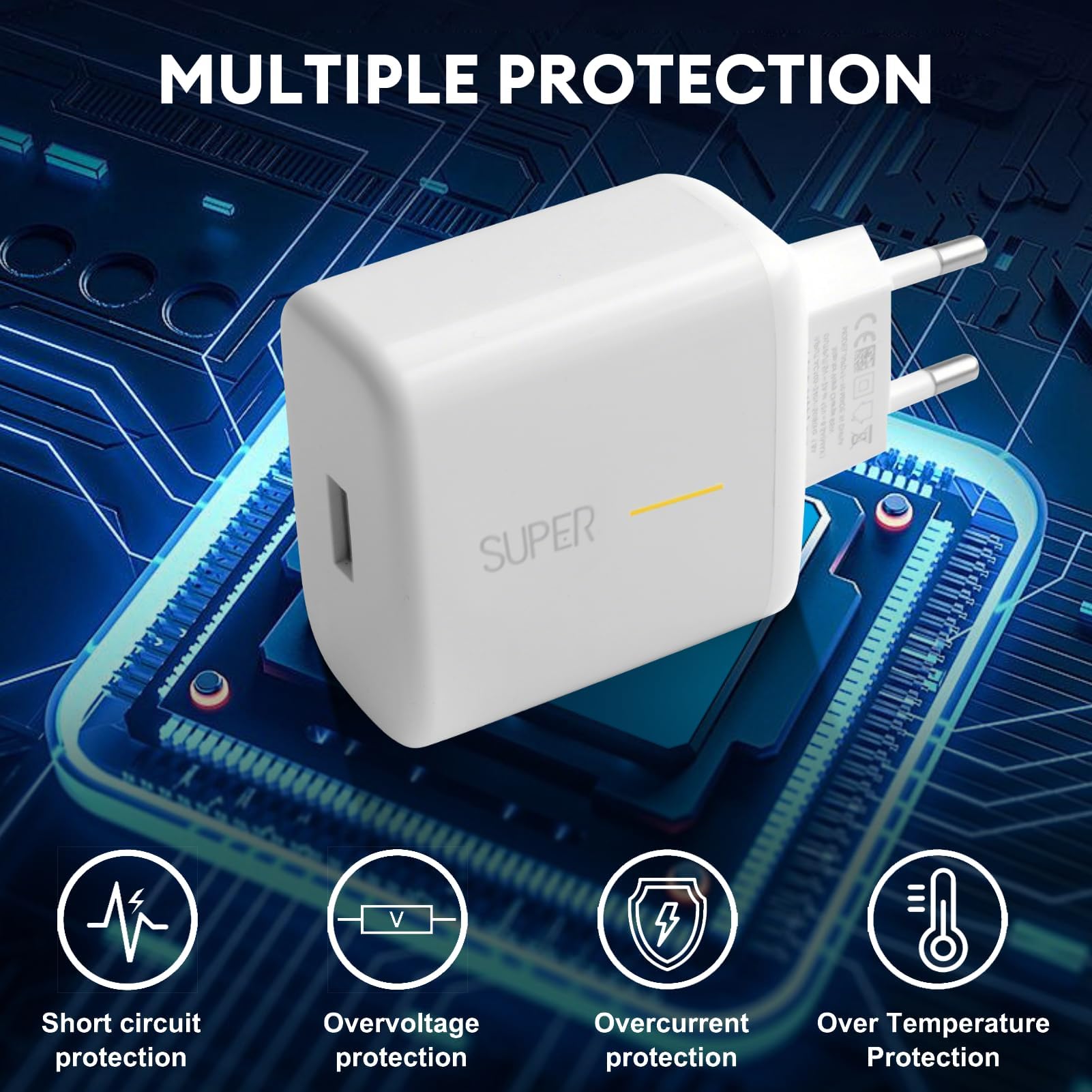 65W Oppo Caricatore Rapido con Cavo USB C 2m, per Oppo Reno8 T Find N2