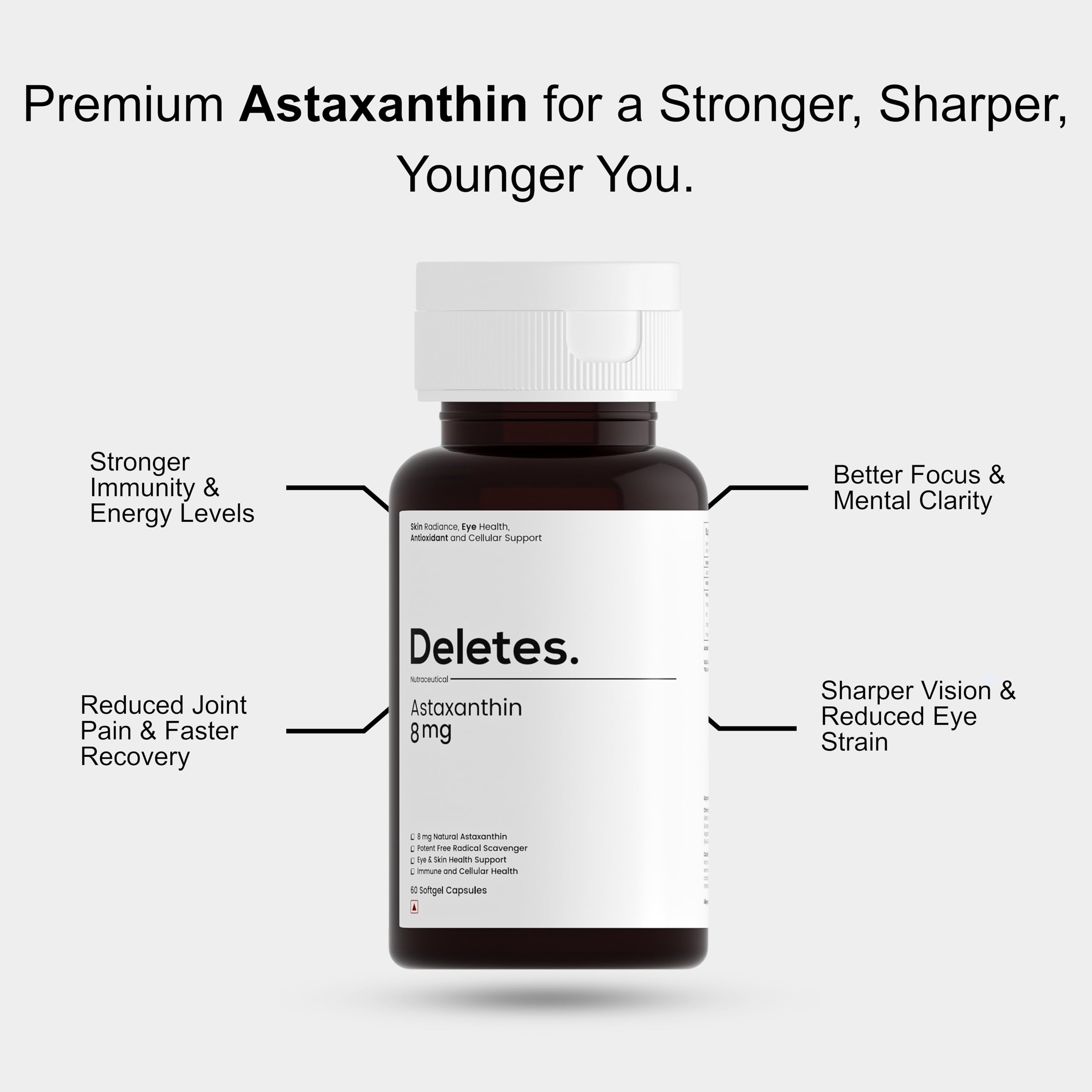 DELETES Astaxanthin 8 mg AstaReal Softgel Capsules – Natural Antioxidant for Skin Radiance, Eye & Immune Support – 60 Count 4