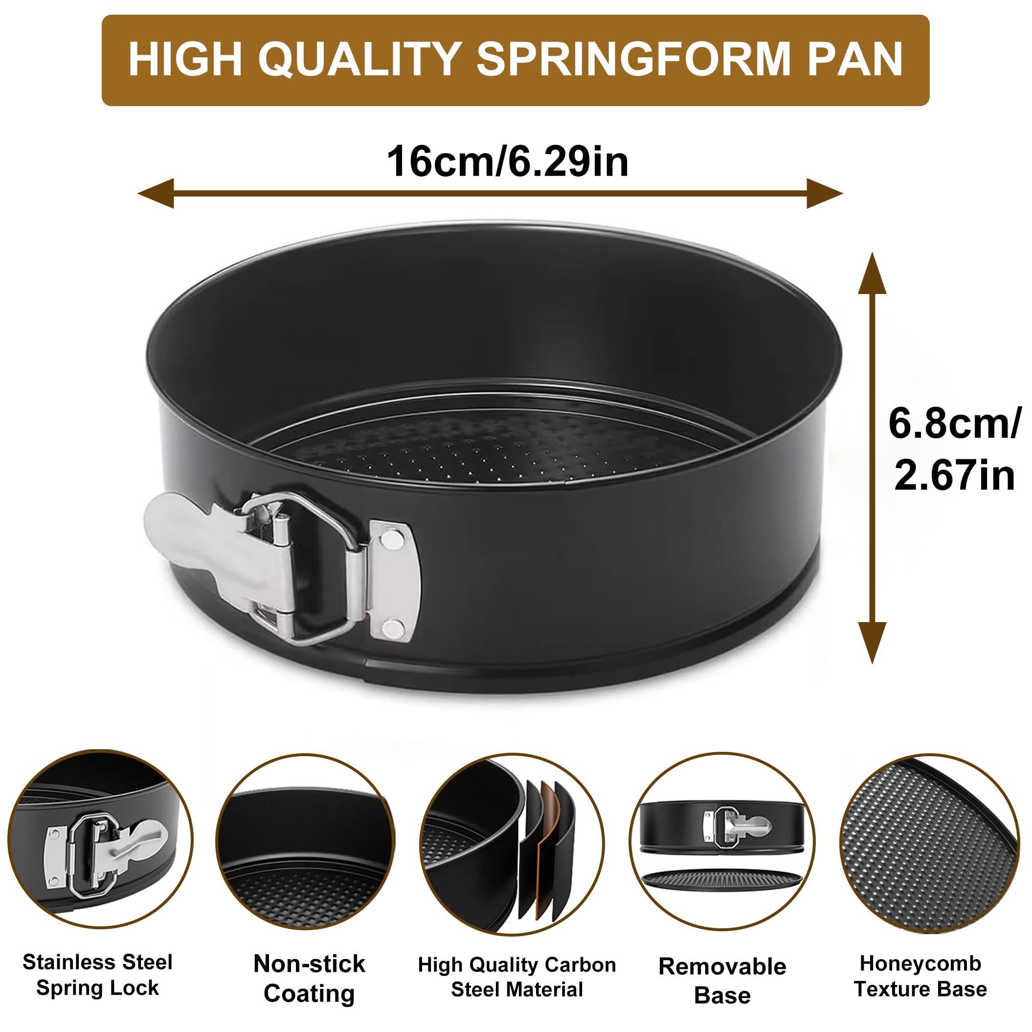 Moule à Gâteau Rond Antiadhésif 7 Pouces (18 Cm) - Pour Cheesecake, Flan, Quatre-Quarts - En Alliage D'Aluminium
