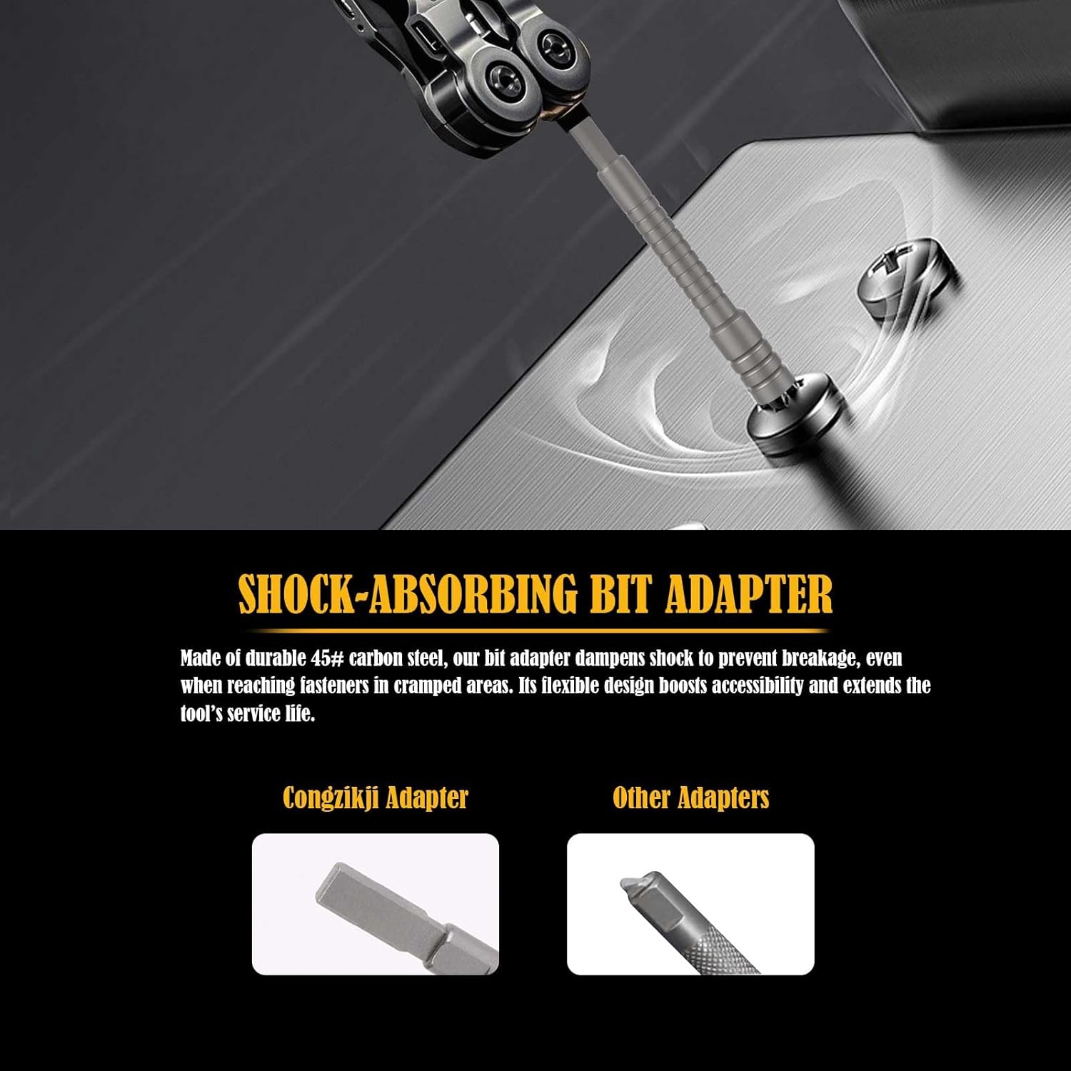Upgraded Multi-tool Bit Driver Extender, Add-on Accessories for Leatherman Multi-tools, and Flat Bit to 1/4" Hex Adapter (2 Set, Silver)