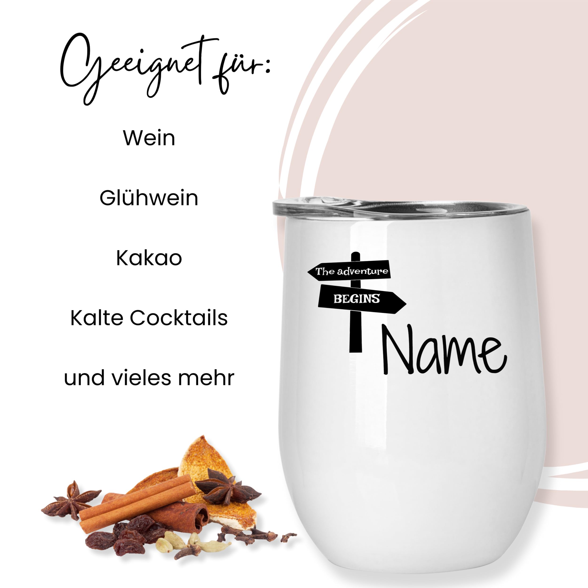 GRAZDesign Weinbecher Set Camping Geschenke, Glühweinbecher Thermobecher mit Namen personalisiert