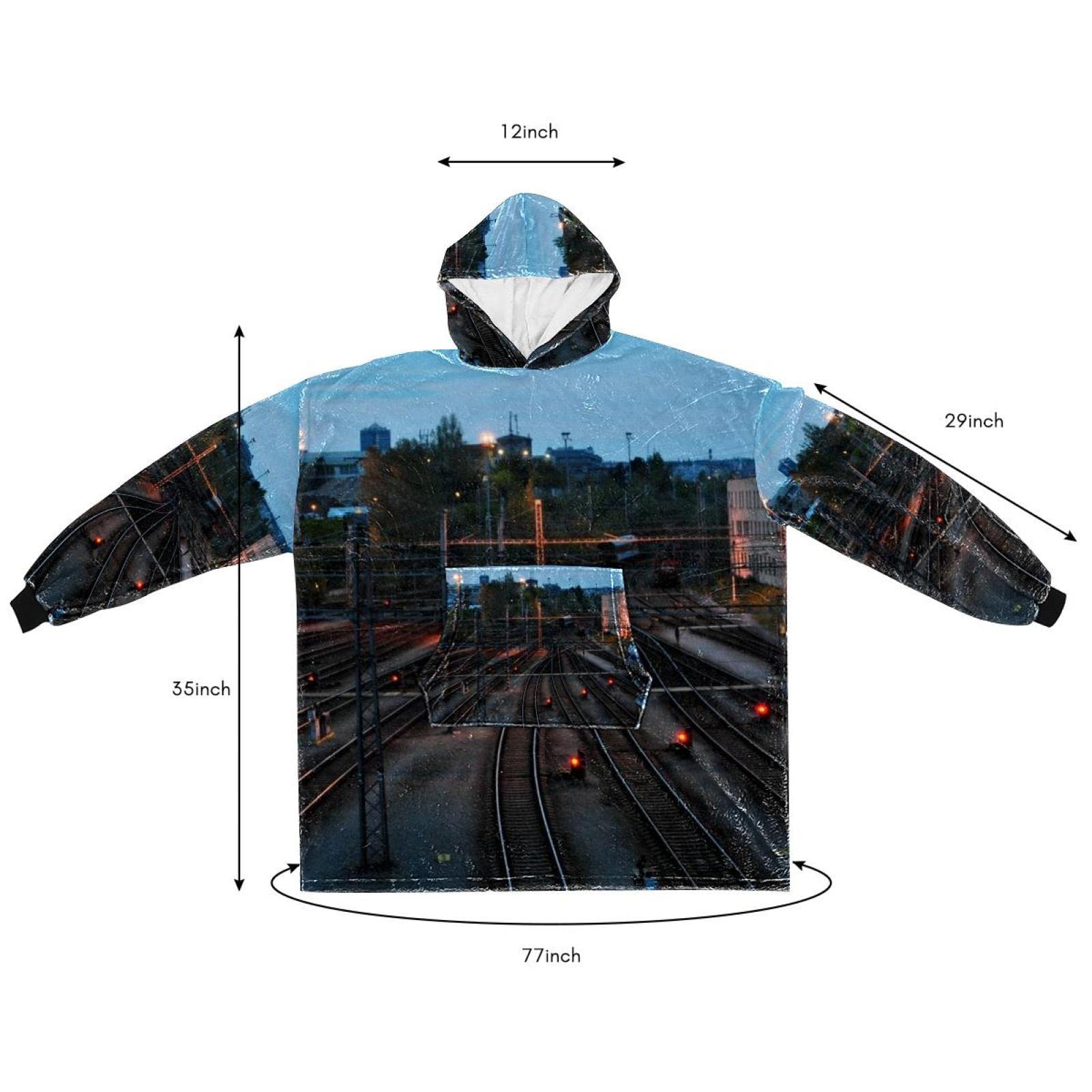 Bluza z kapturem z motywem toru pociągowego, oversize z kapturem dla kobiet, wygodna bluza, wielobarwny, rozmiar uniwersalny