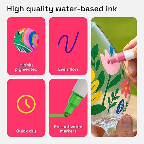 Miniatura 5 de ARTISTRO 12 marcadores de pintura acrílica para rocas, tela, madera, vidrio, manualidades, decoración, bolígrafos de pintura de doble punta,