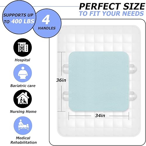 Miniatura 2 de Paquete de 2 almohadillas de cama para incontinencia lavables de posicionamiento con asas, protectores reutilizables absorbentes con 4 capas