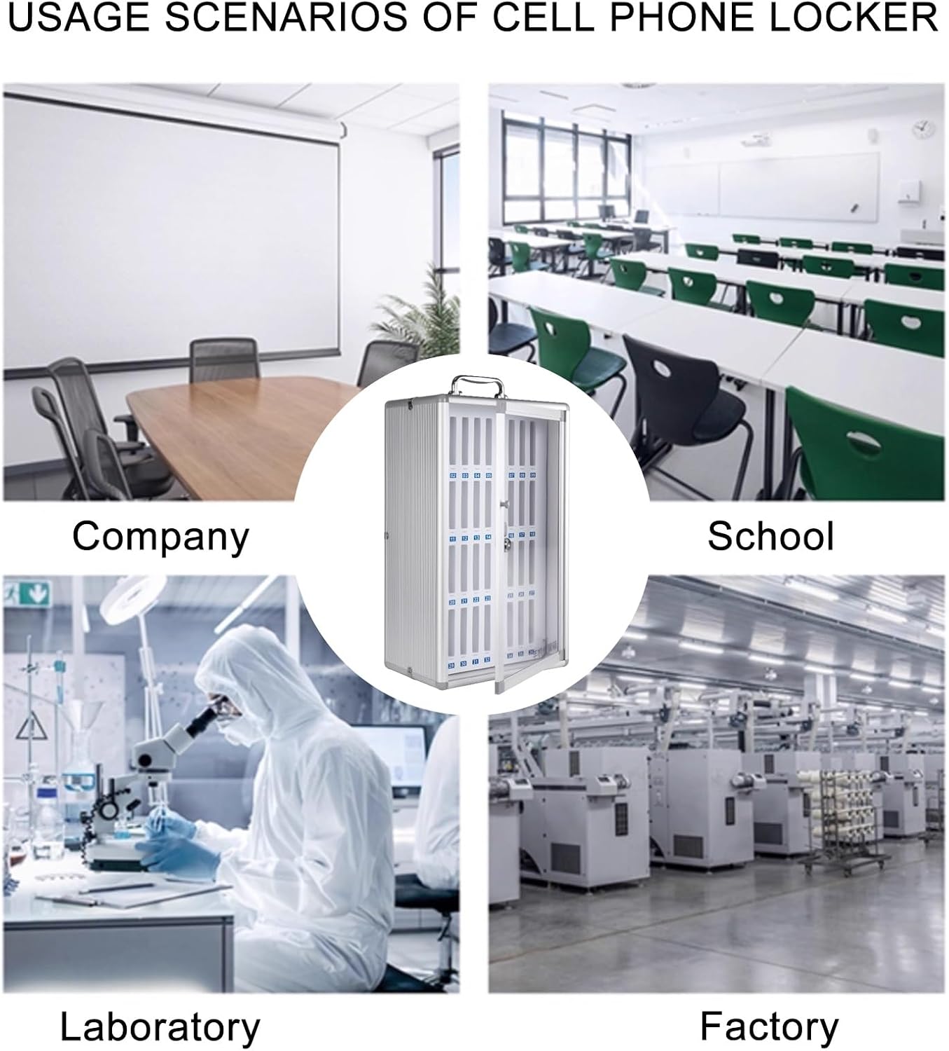 Aluminum Alloy Phone Storage Cabinet Wall Mounted Lockable Locker Box for 12/24/36/48/60 Cell Phones Key Lock Holder for Home Office Classroom,21X28Cm/8X11In